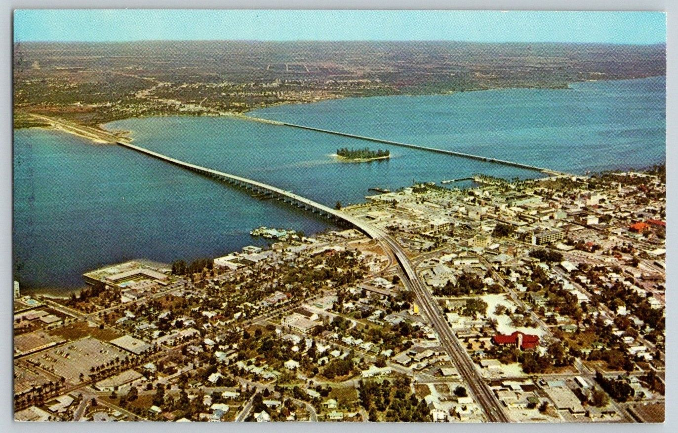 Vintage Postcard~ Aerial View Of Downtown~ Fort Myers, Florida~ FL