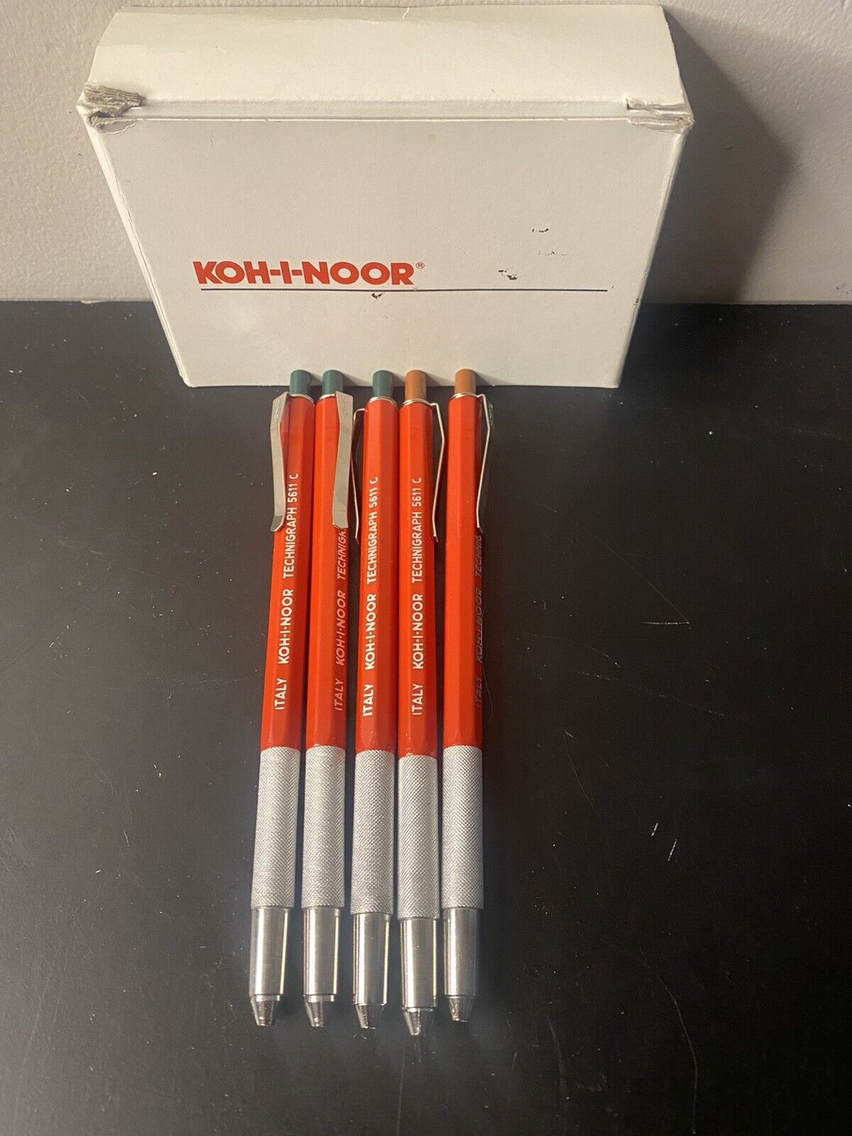 Lot Of 5 Vintage KOH-I-NOOR  RED Technigraph 5611/c Mechanical Lead Pencil
