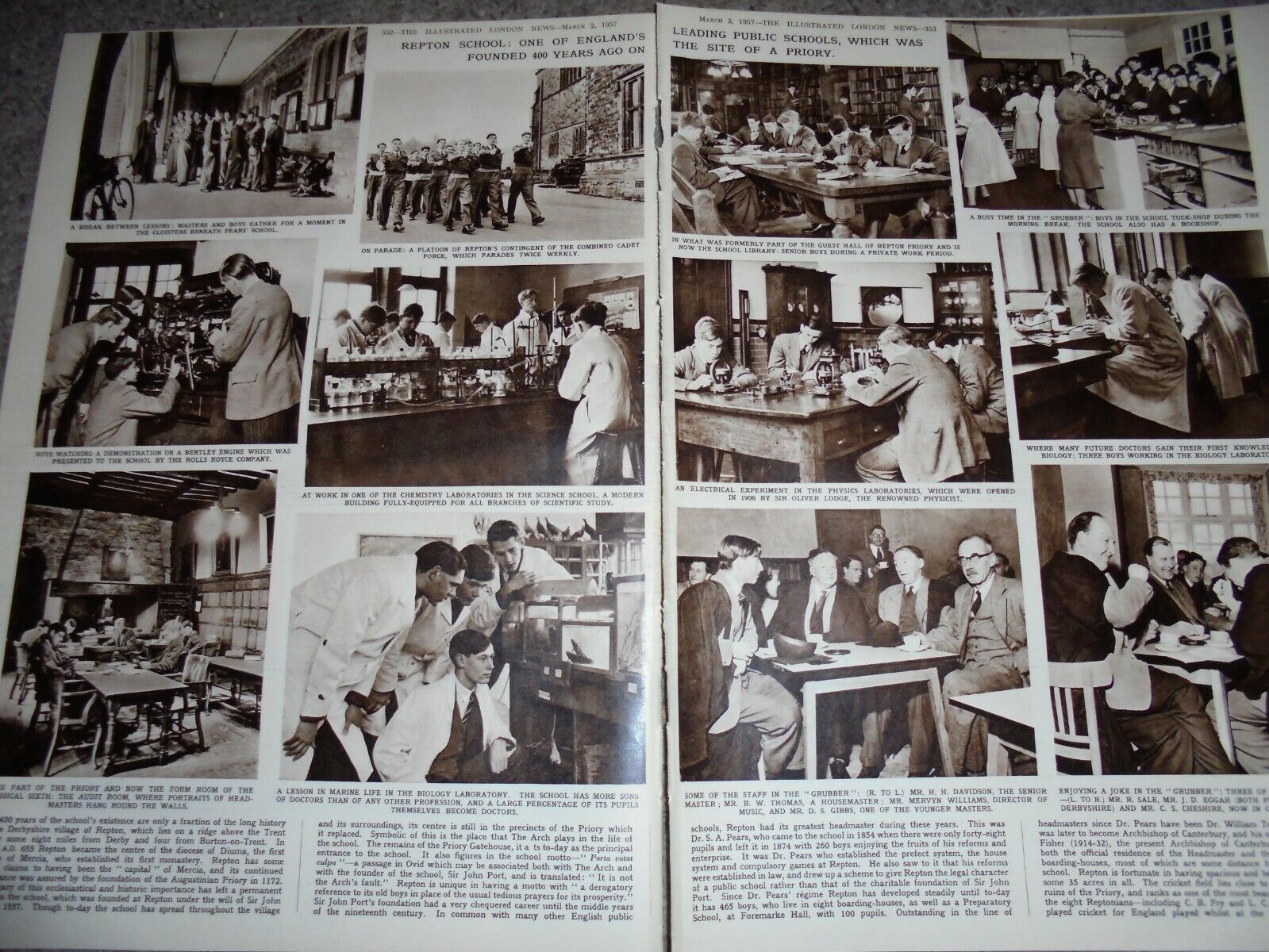 Photo article on Repton School 1957 ref AJ