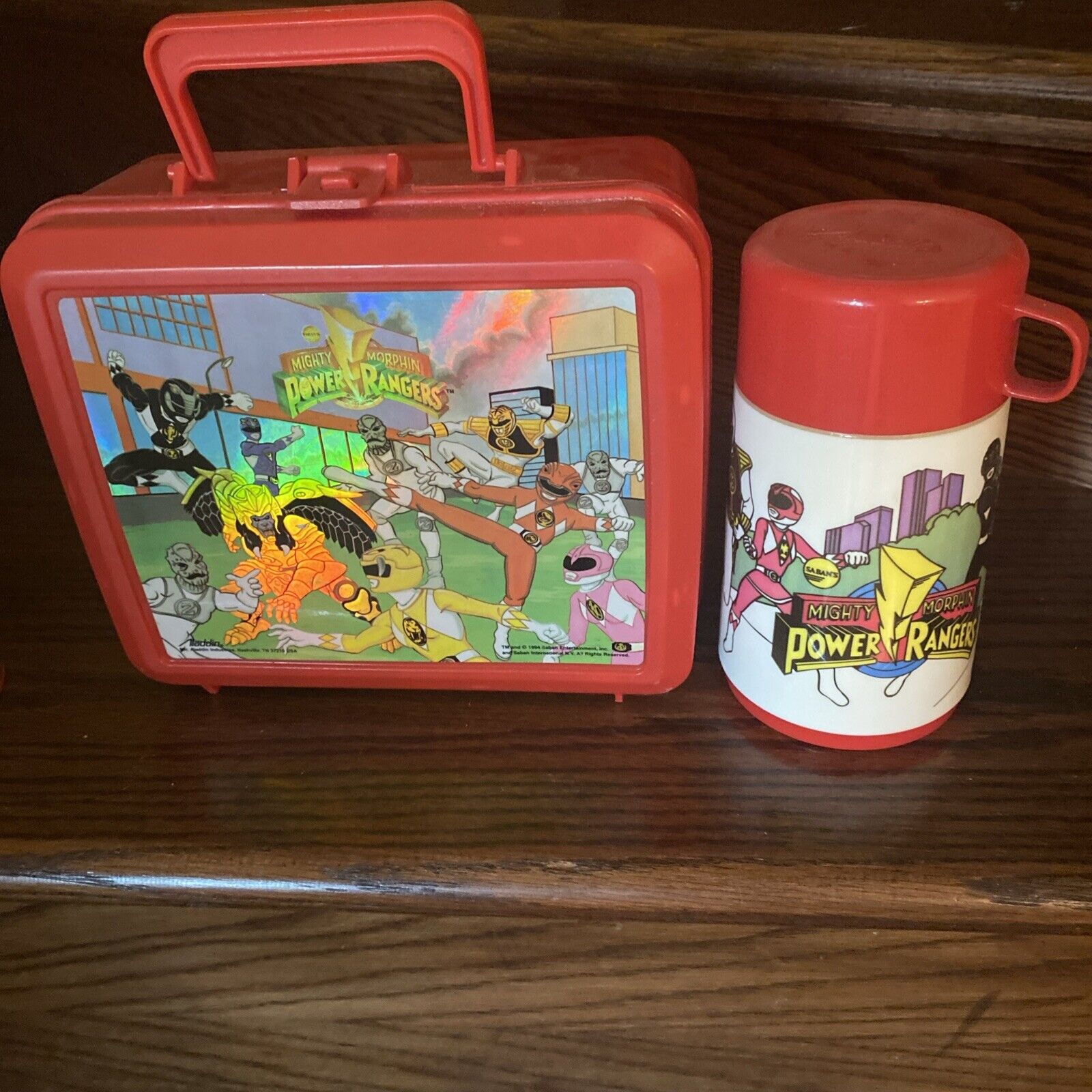 Vintage Red 1994 Mighty Morphin Power Rangers Lunch Box With Thermos