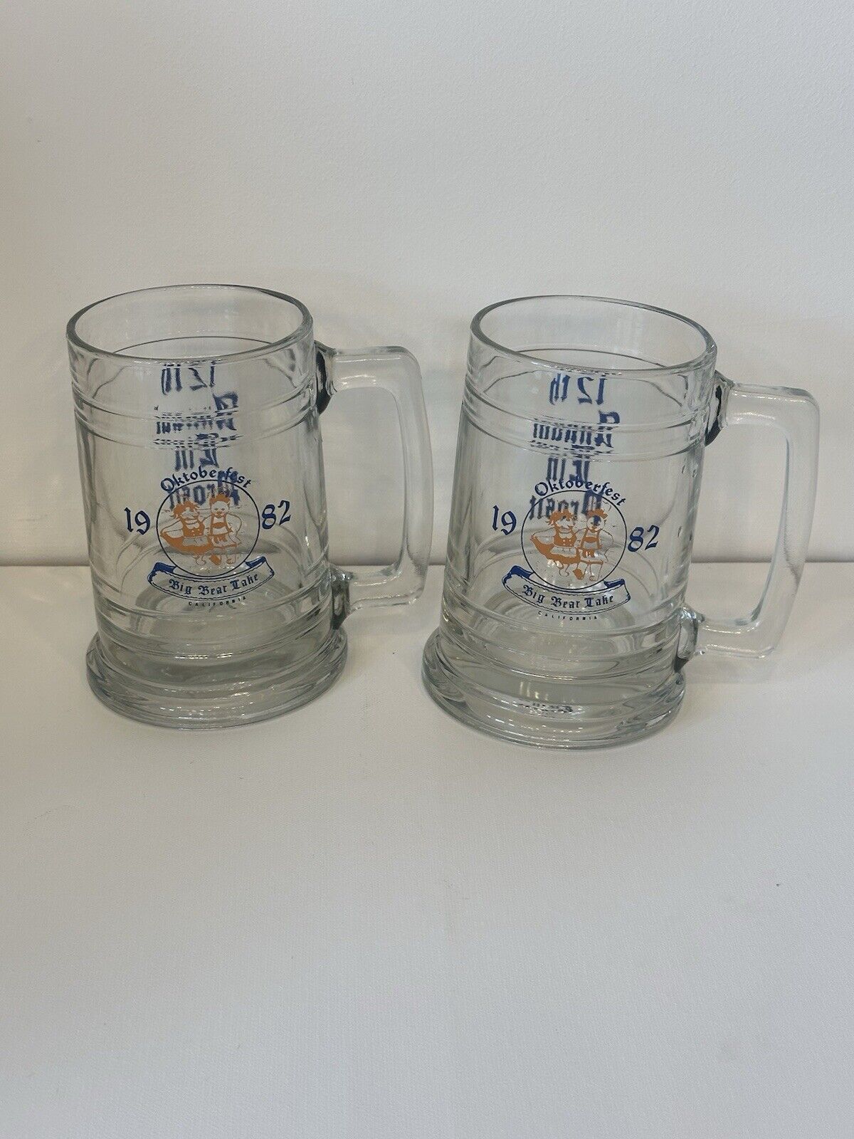 VTG Octoberfest Big Bear Lake California 1982 Set Of 2 Glass Mugs