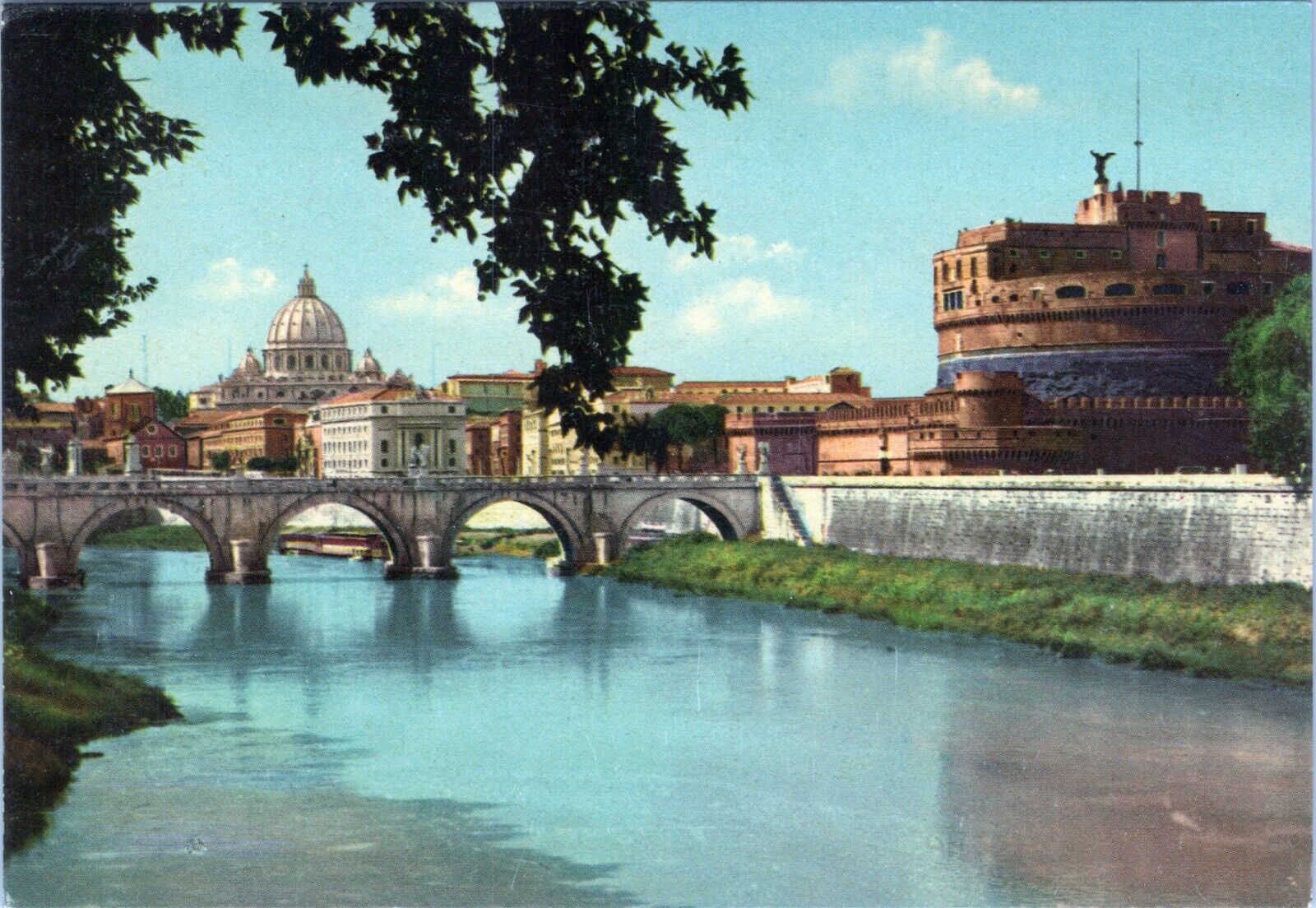Postcard Continental Ponte Castel Anelo Castle Bridge River Roma
