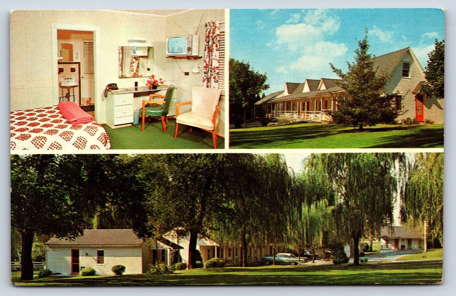 Postcard PA Lancaster Multiview Willows Motel Lincoln Hwy US 30 TV On Cars H2