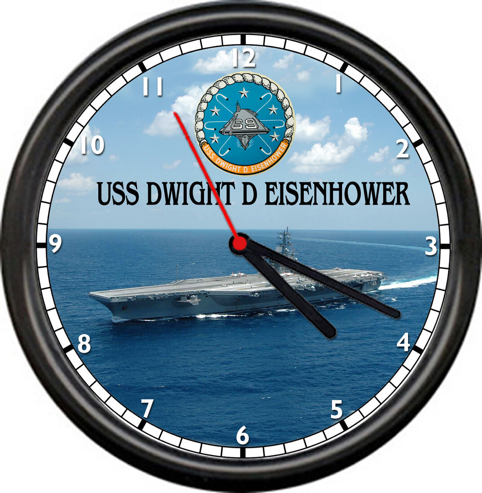 USS Dwight D Eisenhower CVN 69 US Navy Veteran Military Ship Sign Wall Clock