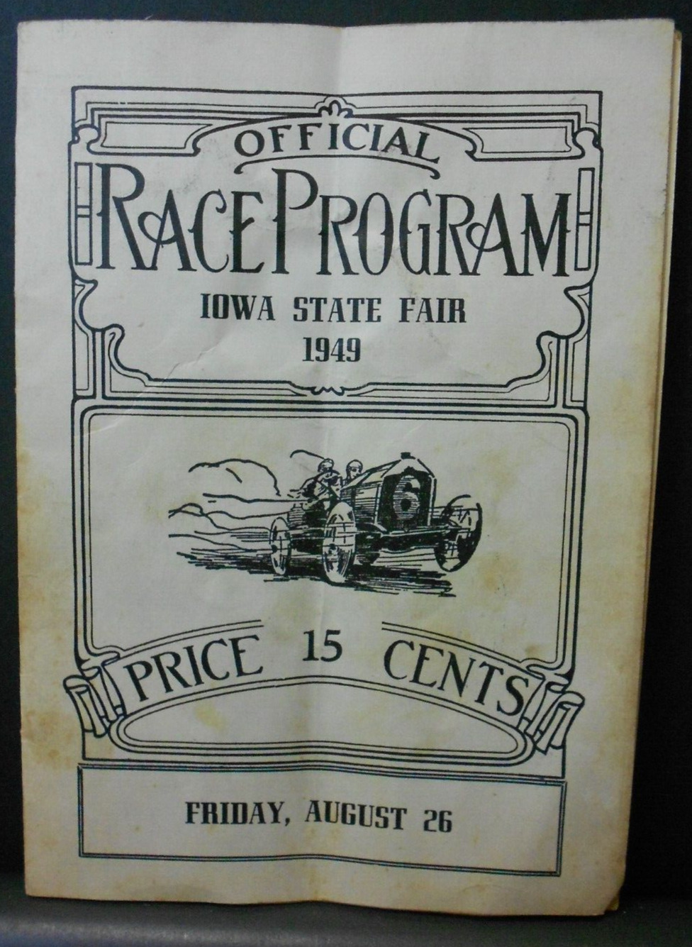 AUGUST 26, 1949-- Official RACE PROGRAM for IOWA STATE FAIR, Some markings
