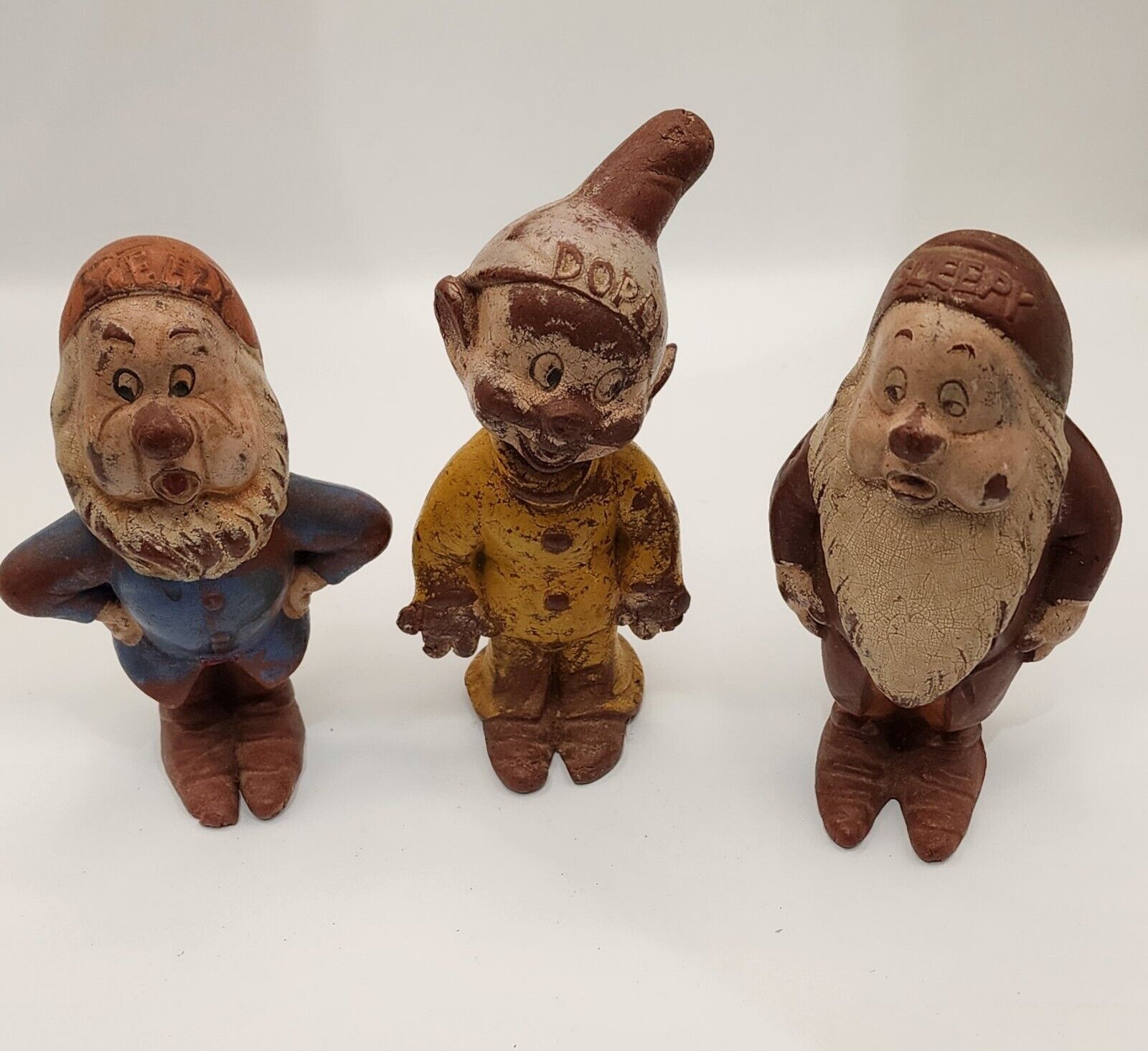 Vtg Disney 1930s Snow White the Seven Dwarfs Seiberling Latex Figurines Set Of 3