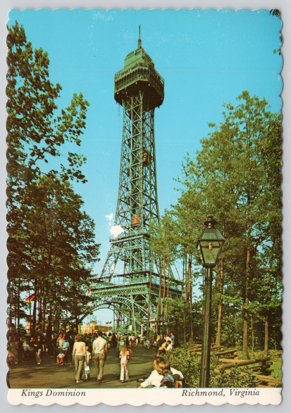 Richmond VA Kings Domain Amusement Park Tower Continental Chrome Vtg Postcard