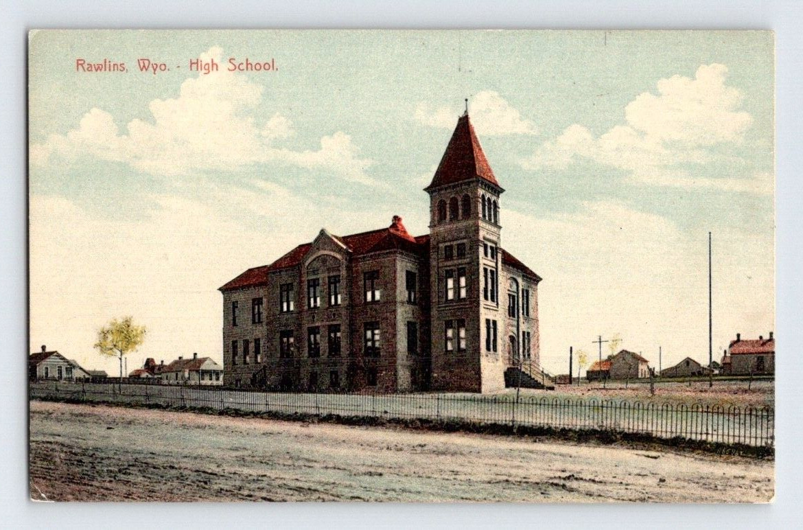 1908. RAWLINS, WYOMING. HIGH SCHOOL. POSTCARD ST6