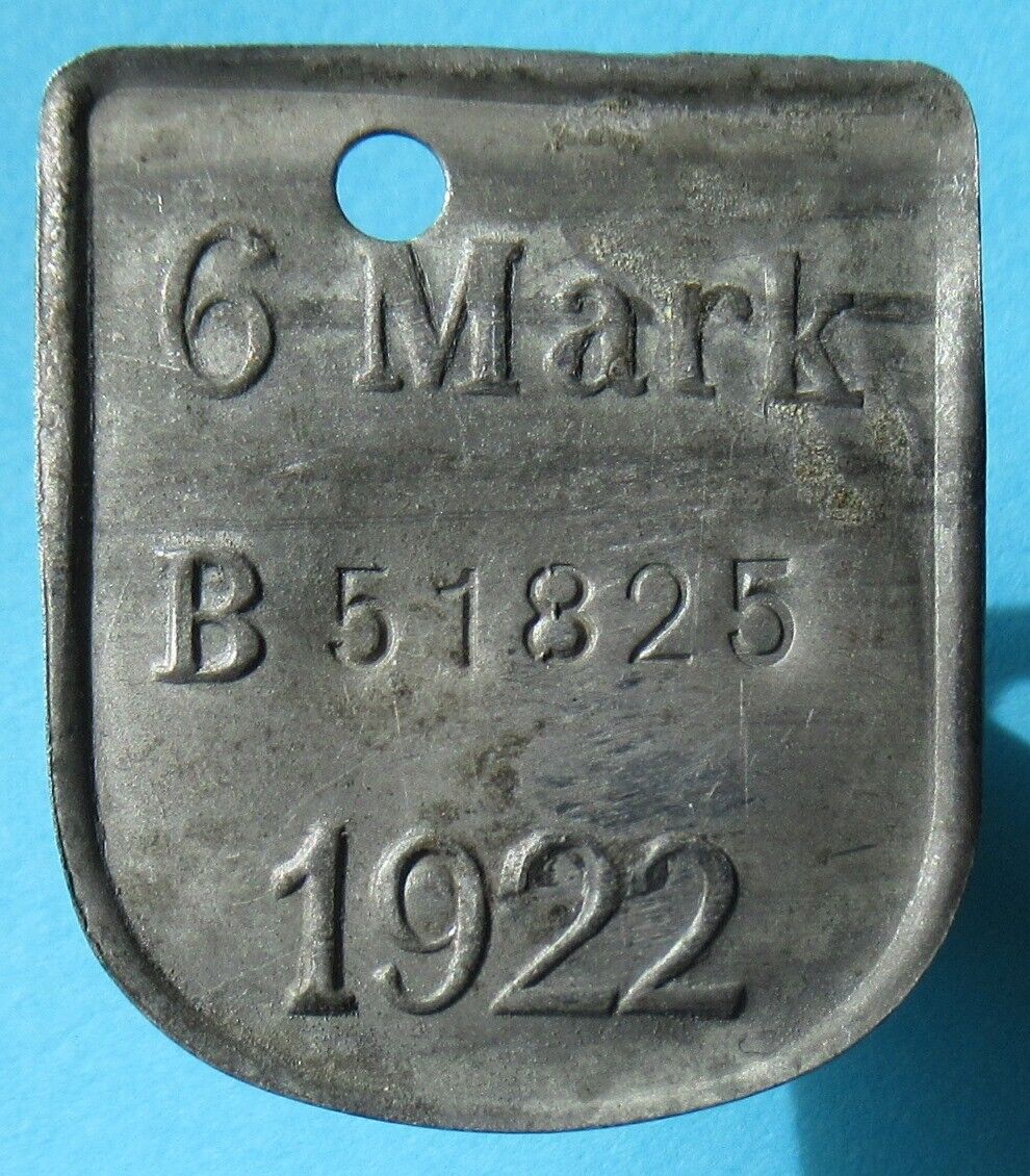 Germany - Bayern 1922 - 6 Mark tax - dog tax license tag - more on ebay.pl