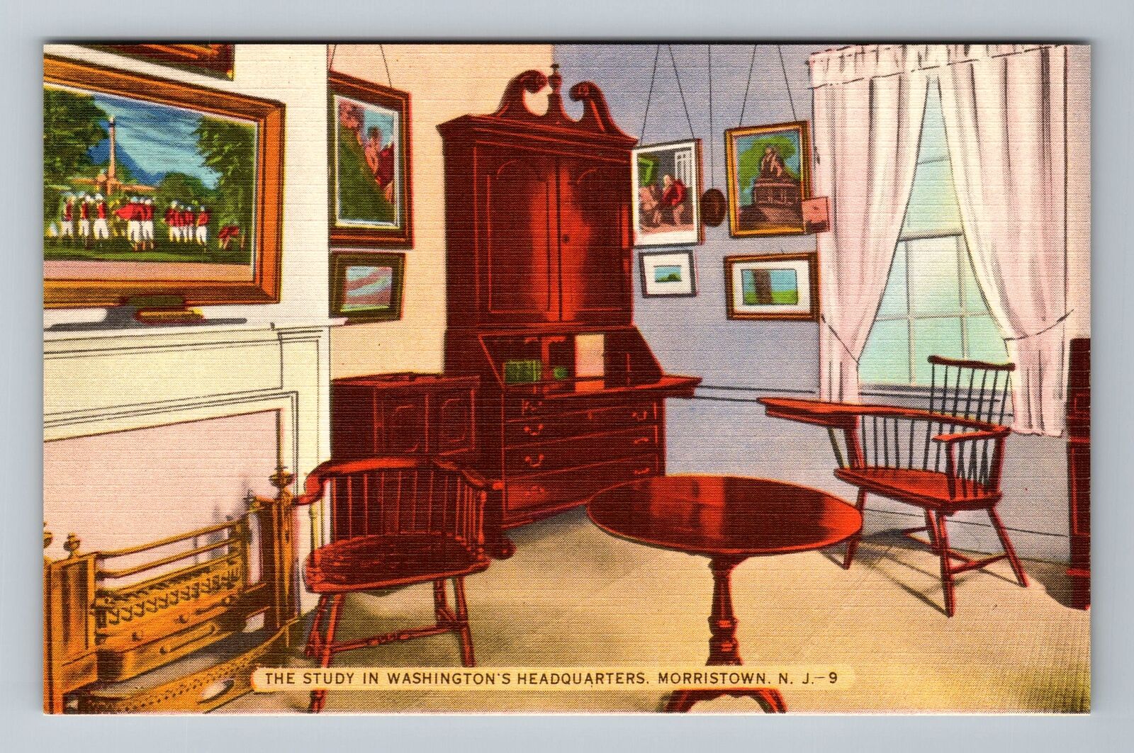 Morristown NJ-New Jersey, Study In Washington\'s Headquarters Vintage Postcard