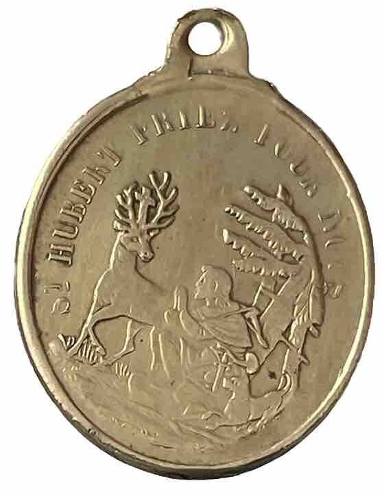 Vintage Catholic  St Hubert, St Roch Gold Tone Religious Medal