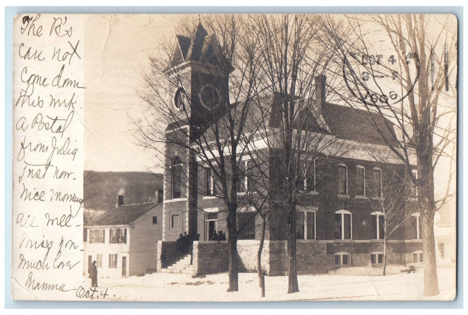 1906 City Hall Clock Tower Wallingford Vermont VT RPPC Photo Posted Postcard