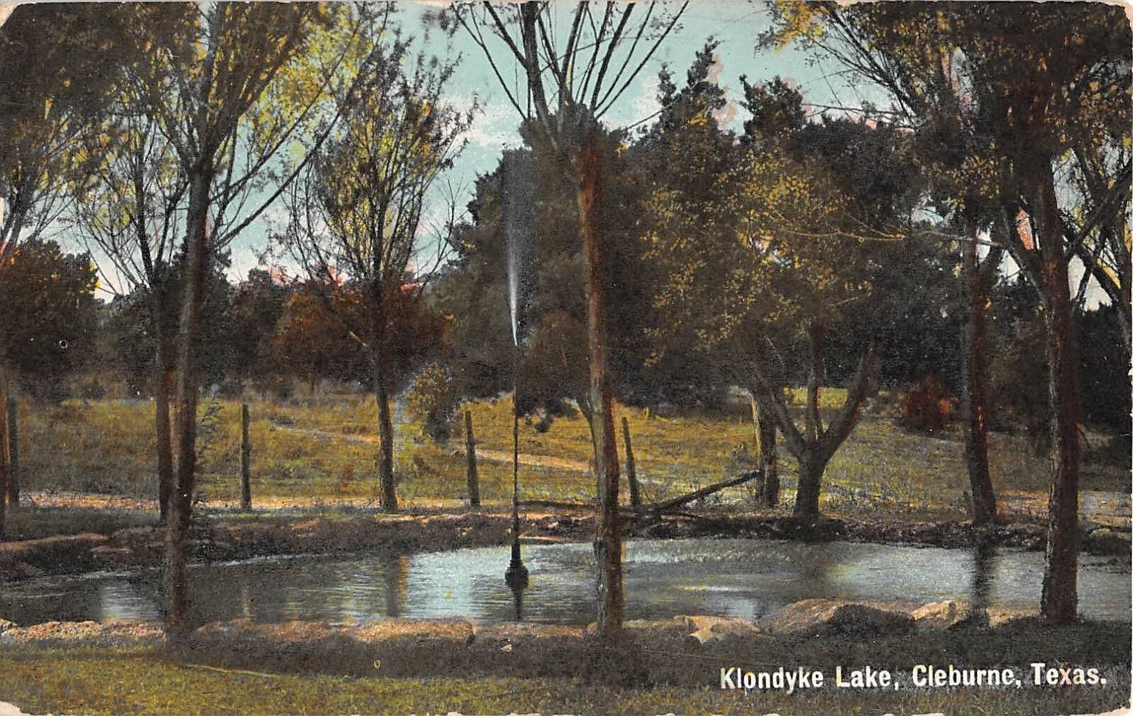 1908 Artesian Well? Klondyke Lake Cleburne TX  post card 