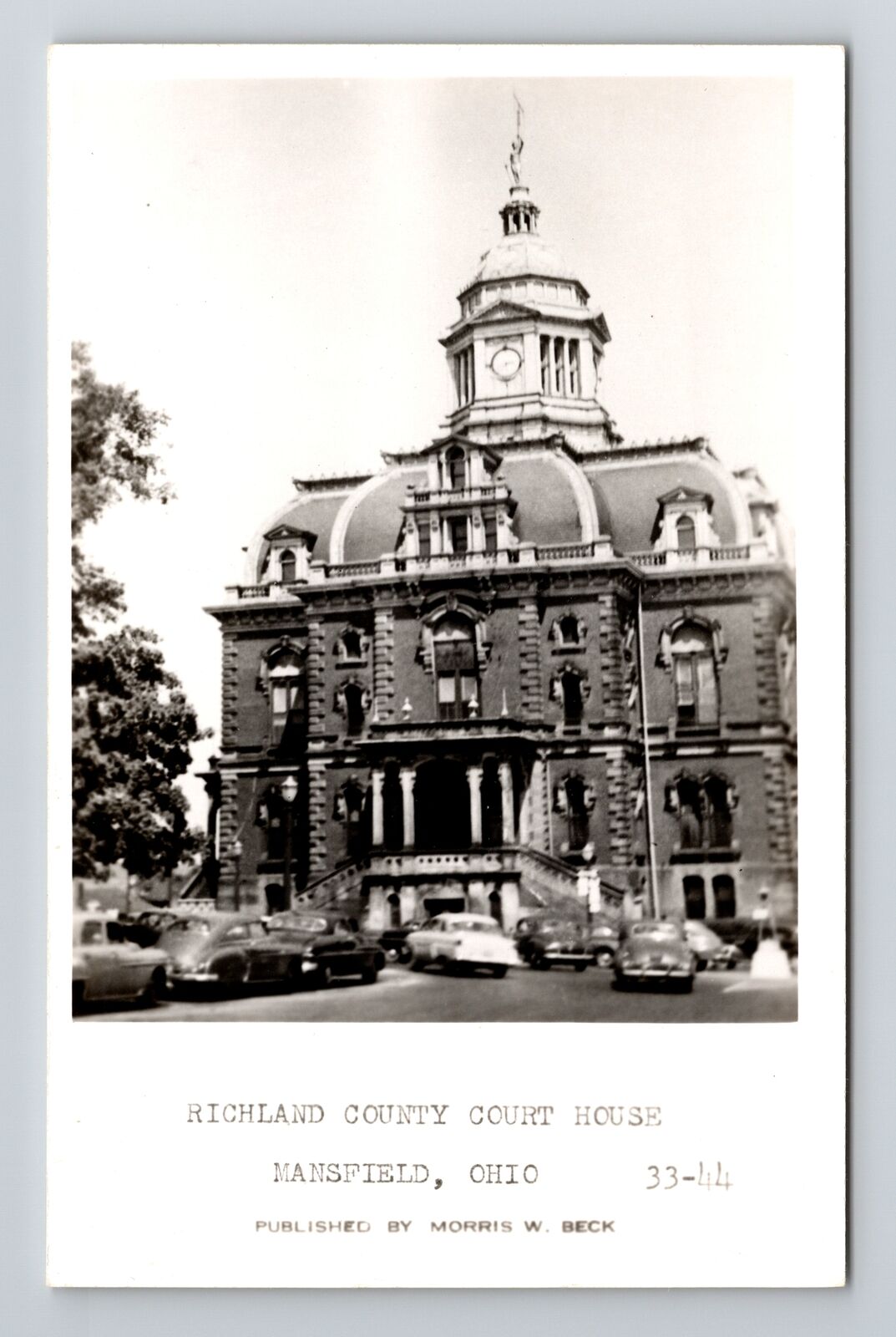 Mansfield OH-Ohio RPPC, Richland County Court House, Vintage c1950 Postcard