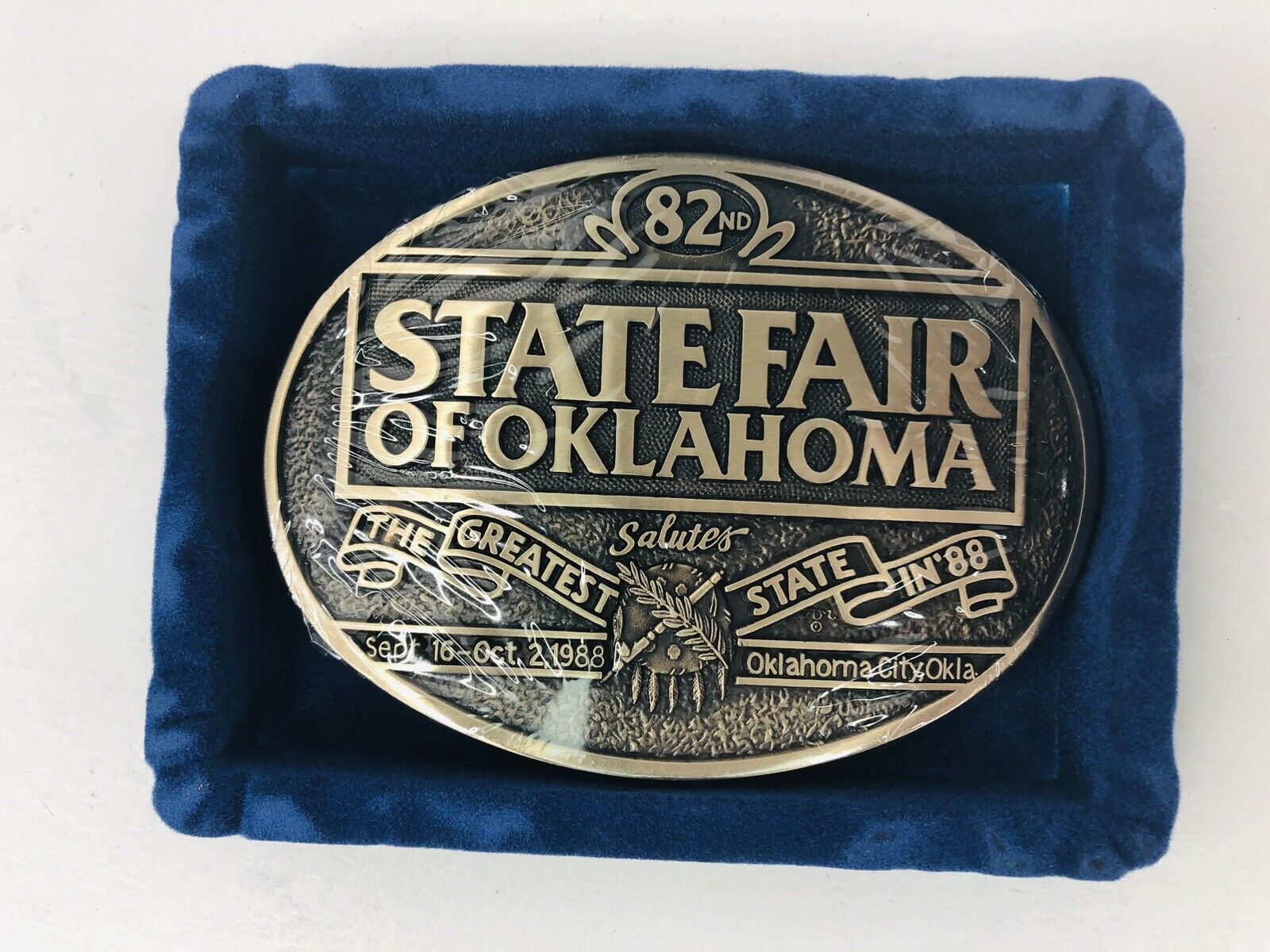 Vintage 82nd Oklahoma State Fair Belt Buckle 1988 Number 707 Brass