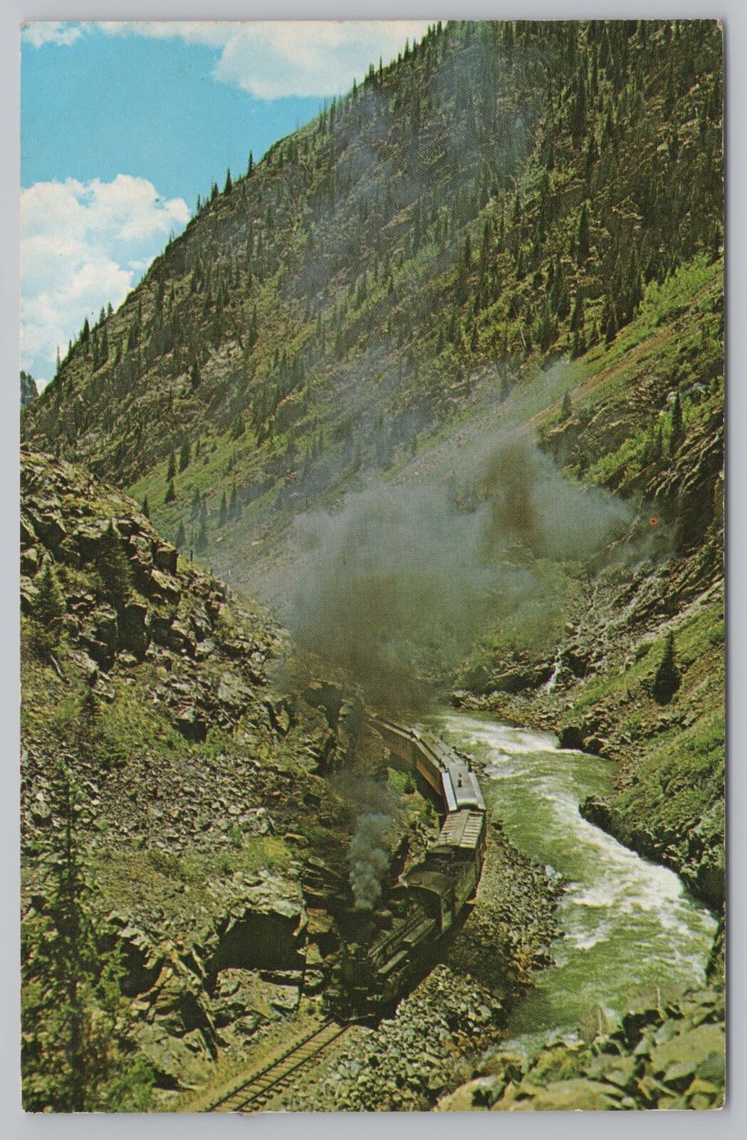 Transportation~Air View Silverton Narrow Gauge By Animas River~Vintage Postcard