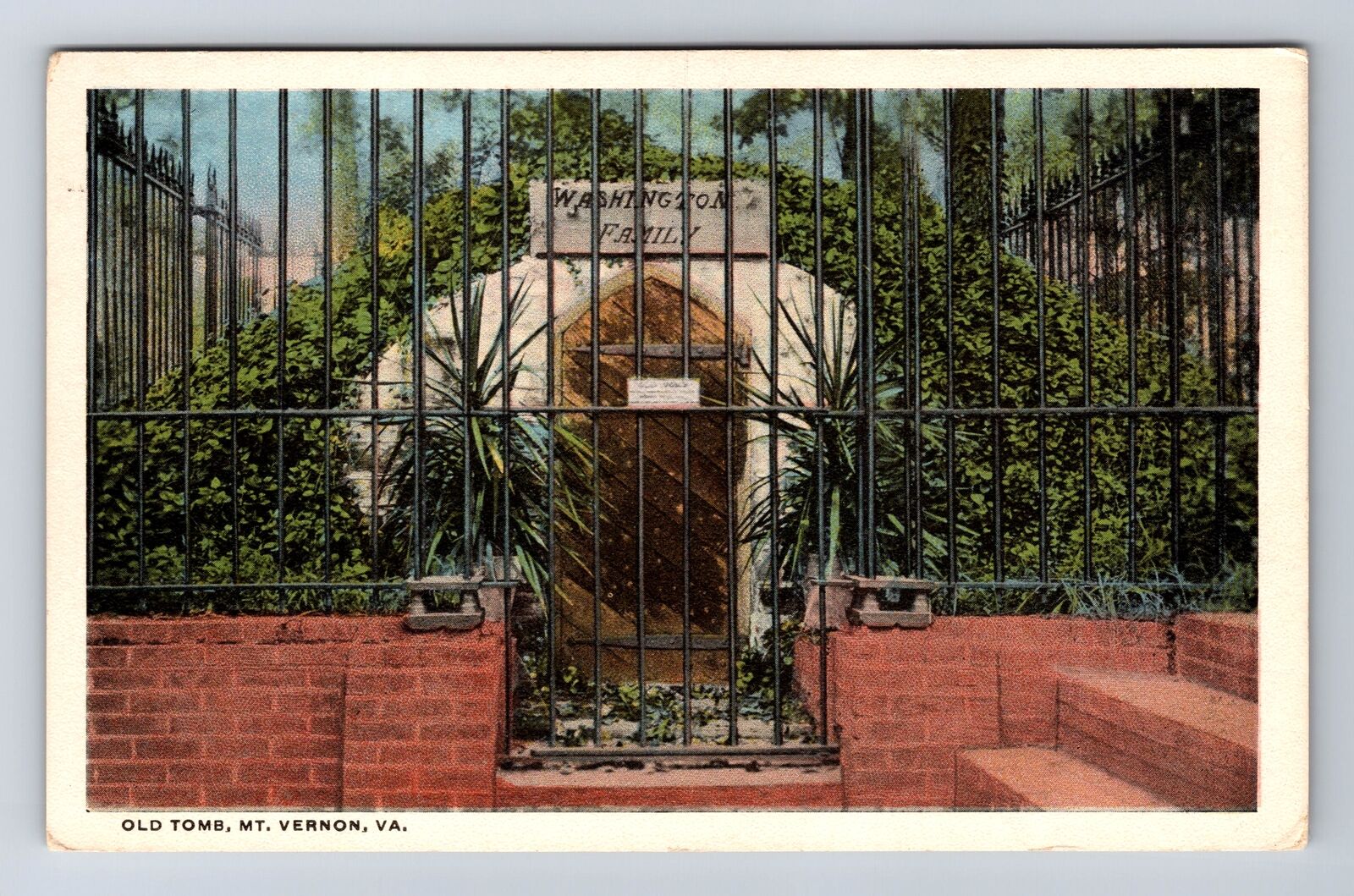 Mount Vernon VA-Virginia, Old Tomb, Antique, Vintage Postcard