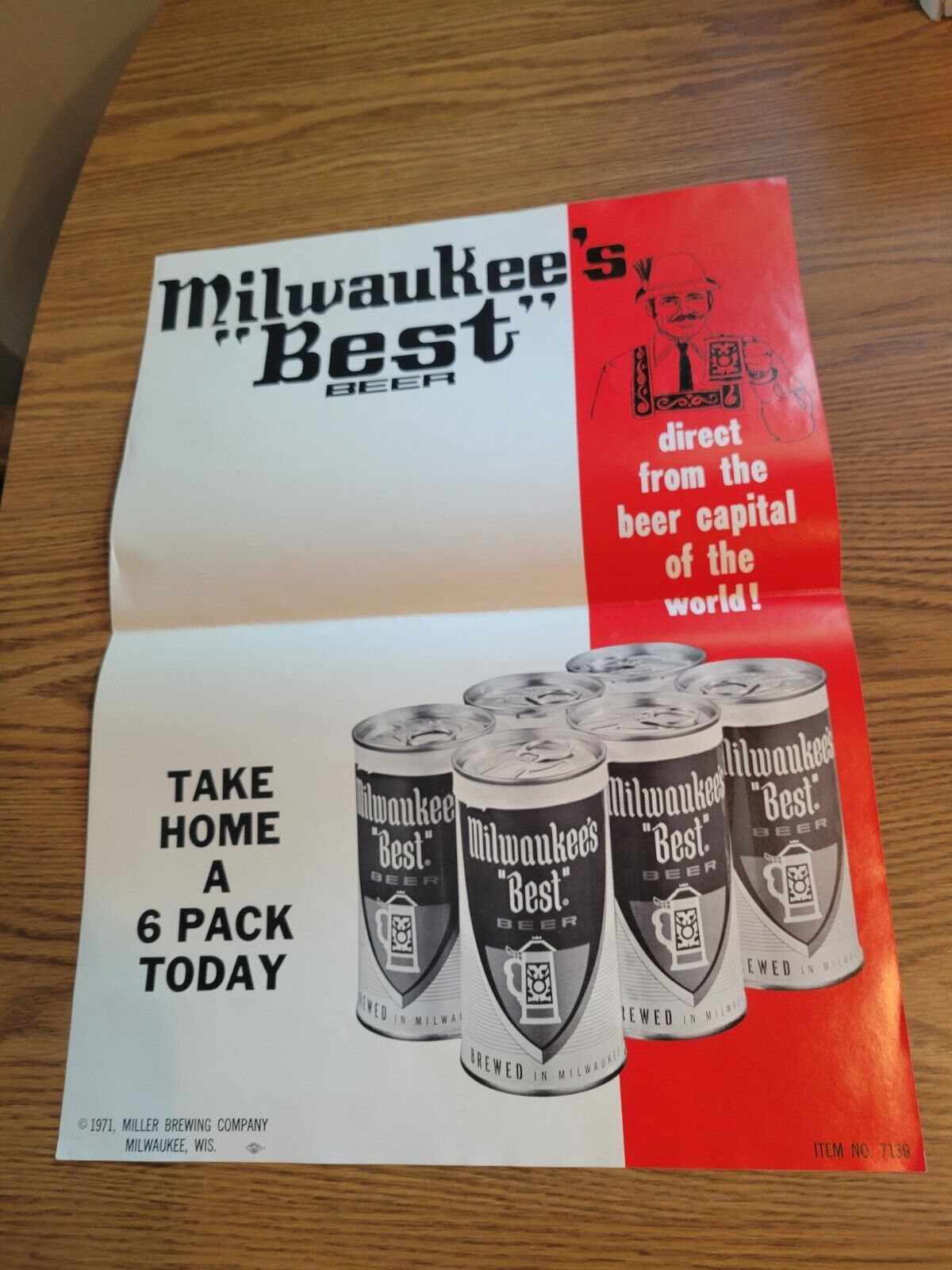 (VTG) 1971 Milwaukees Best beer 6 Pk Cans Poster Bar sign Miller Gettelman 
