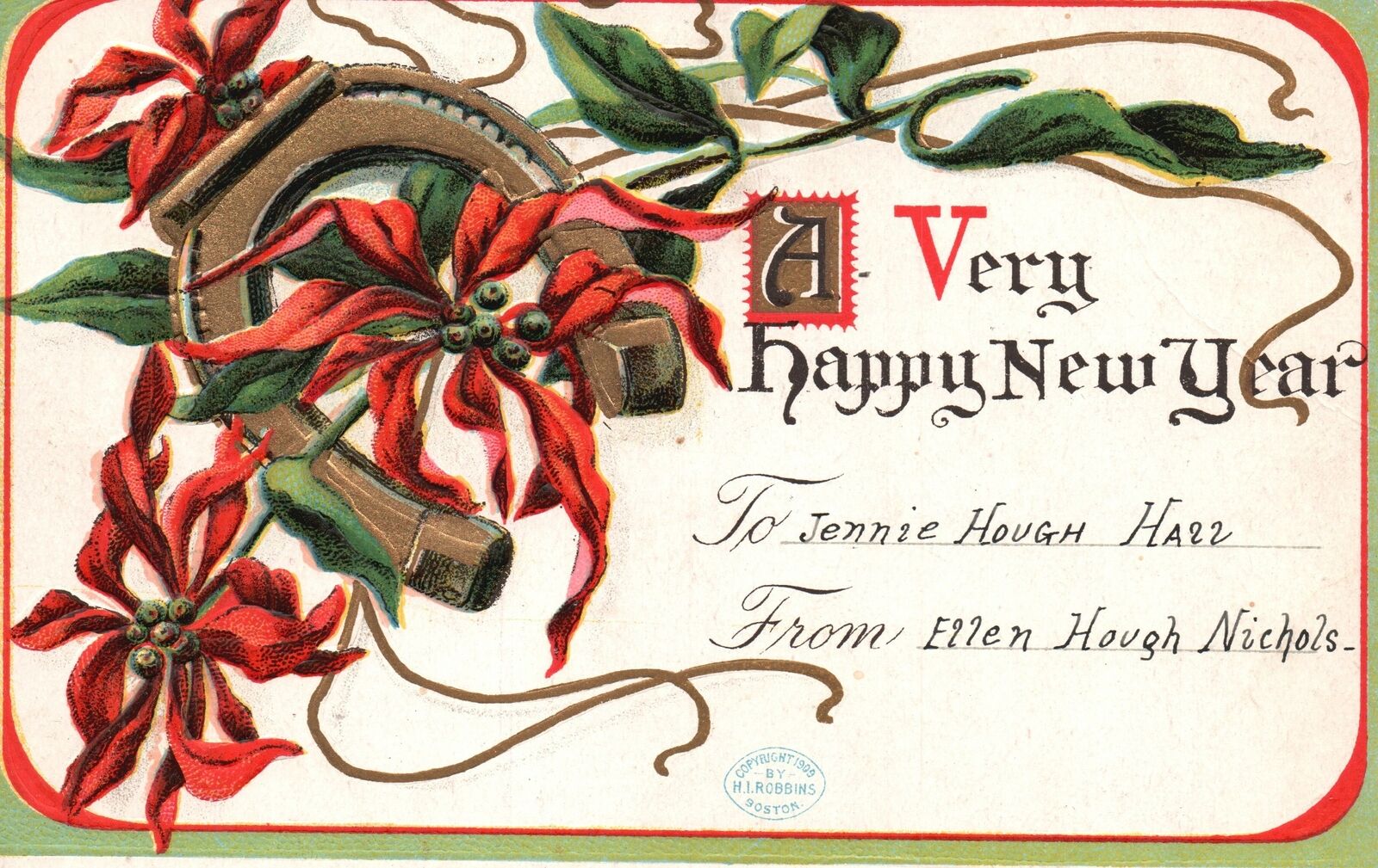 Vintage Postcard 1910\'s A Very Happy New Year Holiday Greetings January 1