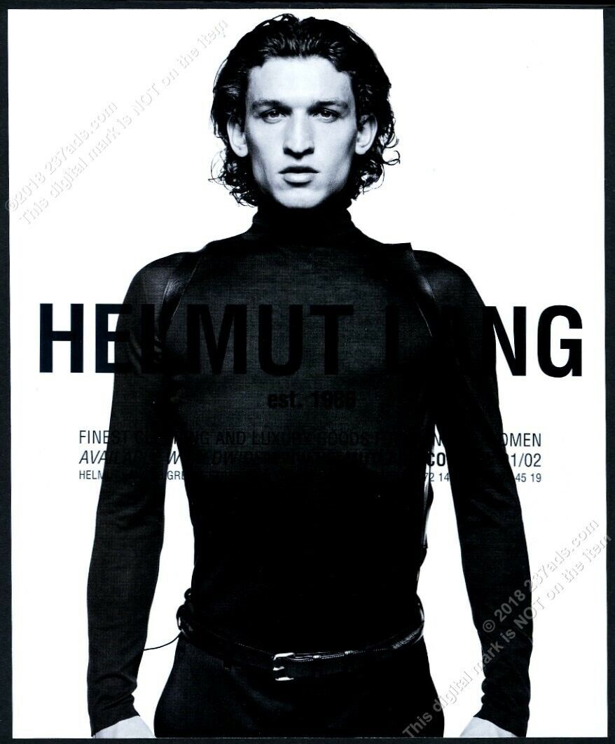 2001 Helmut Lang black shirt fashion handsome man photo vintage print ad