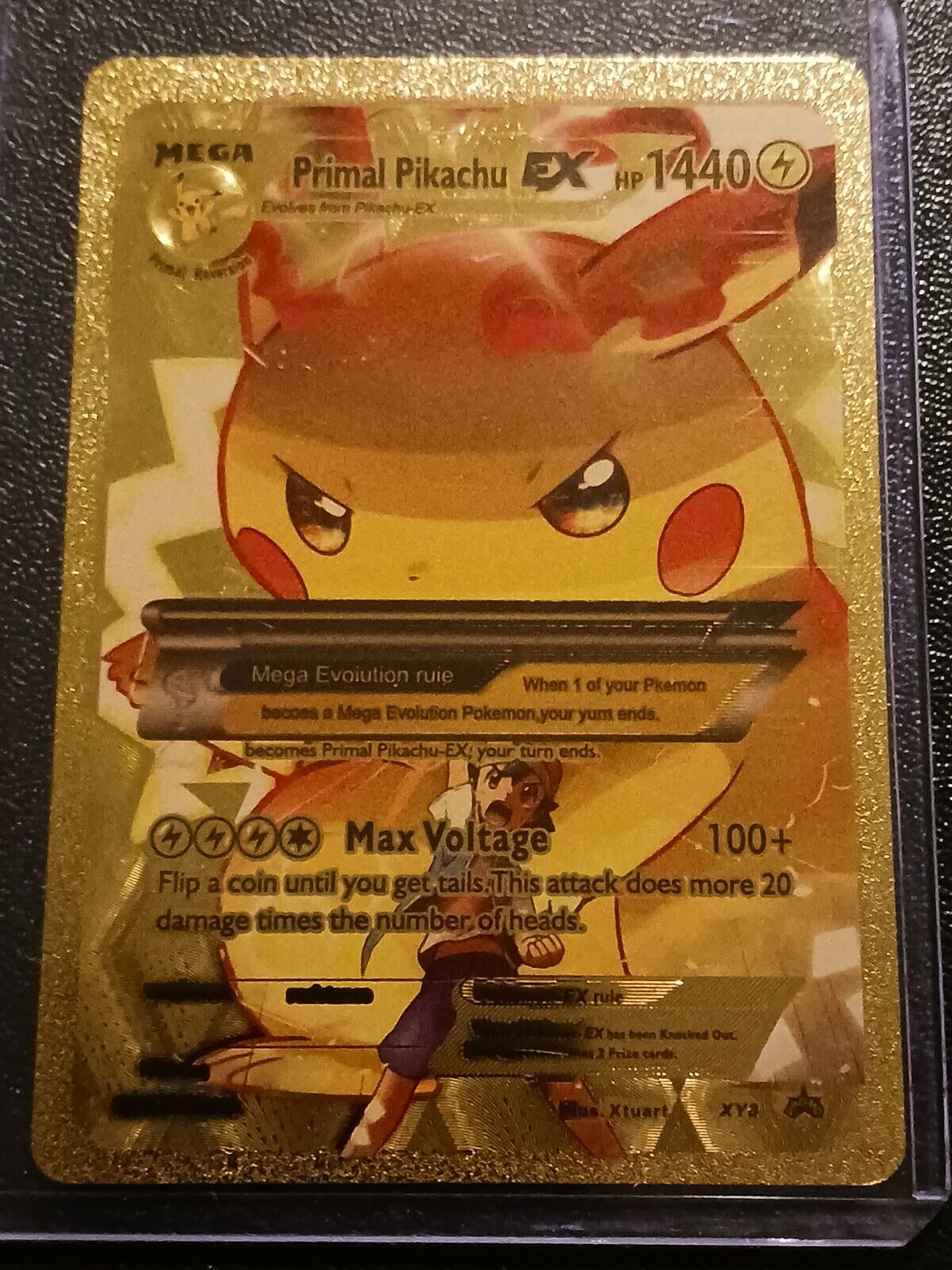 Primal Pikachu EX Pokemon Gold Foil Fan Art Card