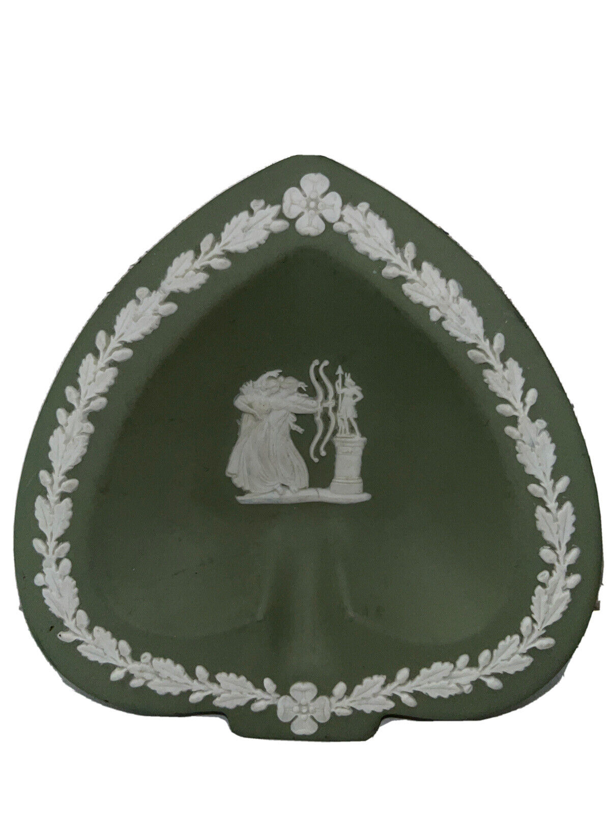 Vintage Wedgwood Jasperware Green Sage Heart Shaped Trinket Jewelry Dish Ashtray