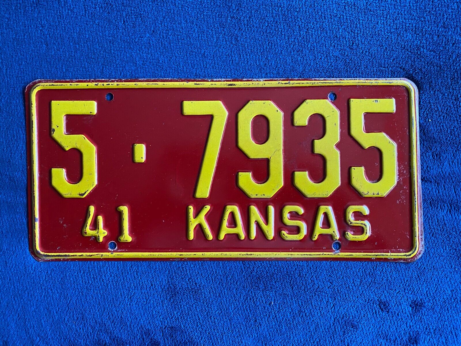 1941 Kansas License Plate # 7935