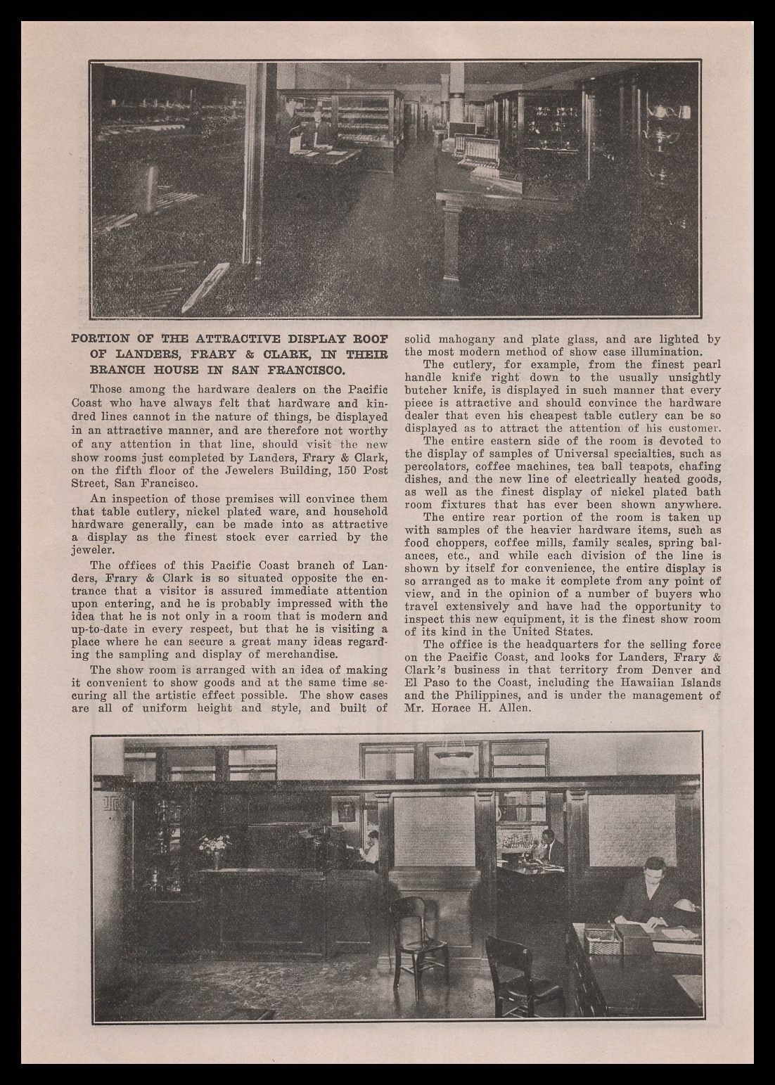 1912 Landers Frary Clark Hardware Store Photos San Francisco CA Article Print Ad