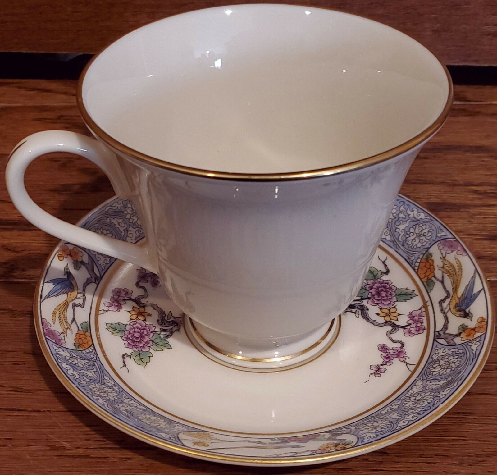 Vintage Lenox Hayworth Line w/Ming Line Teacup/Saucer Set Mug Birds Saucer