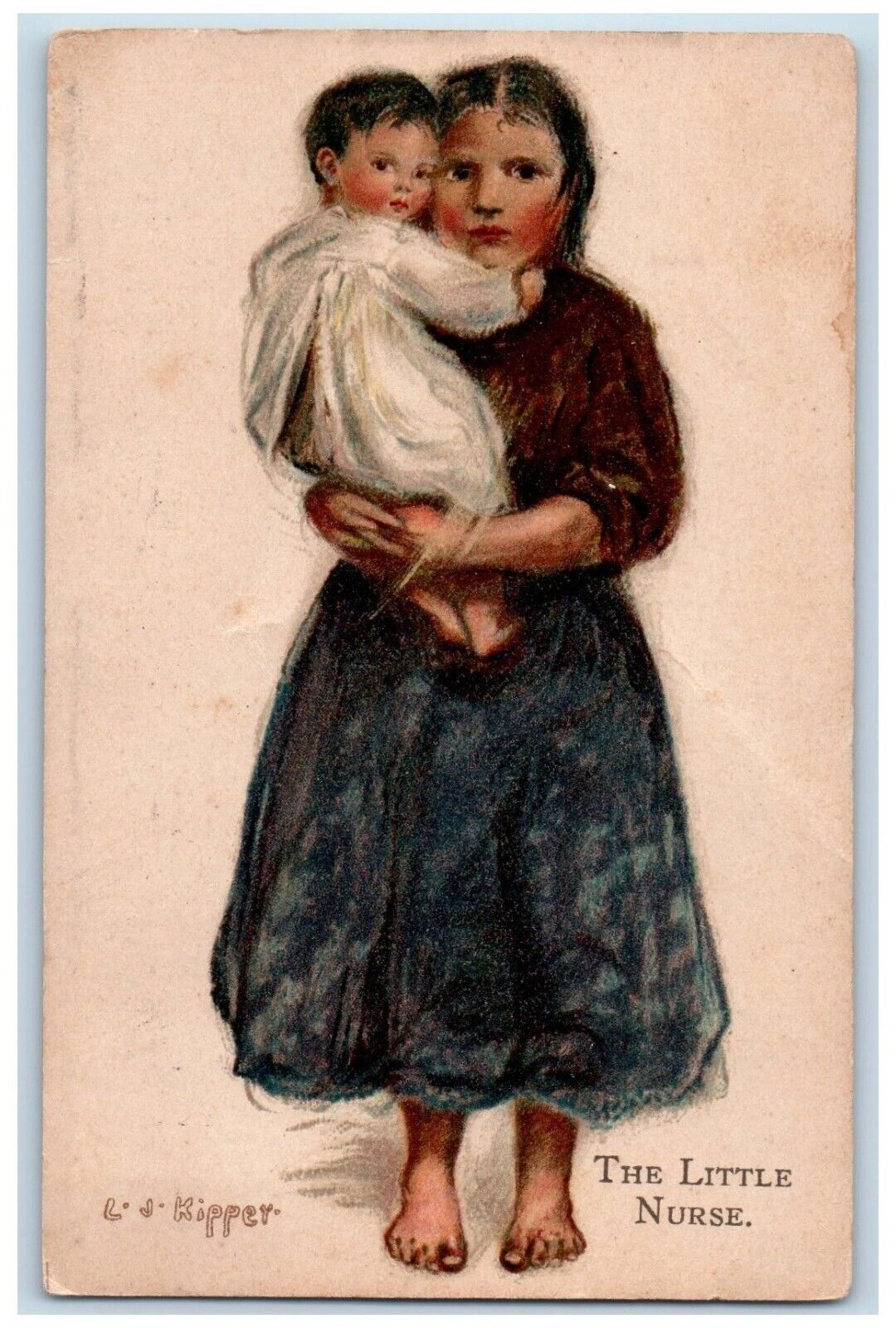 1910 The Little Nurse LJ Kippey Providence Rhode Island RI Antique Postcard