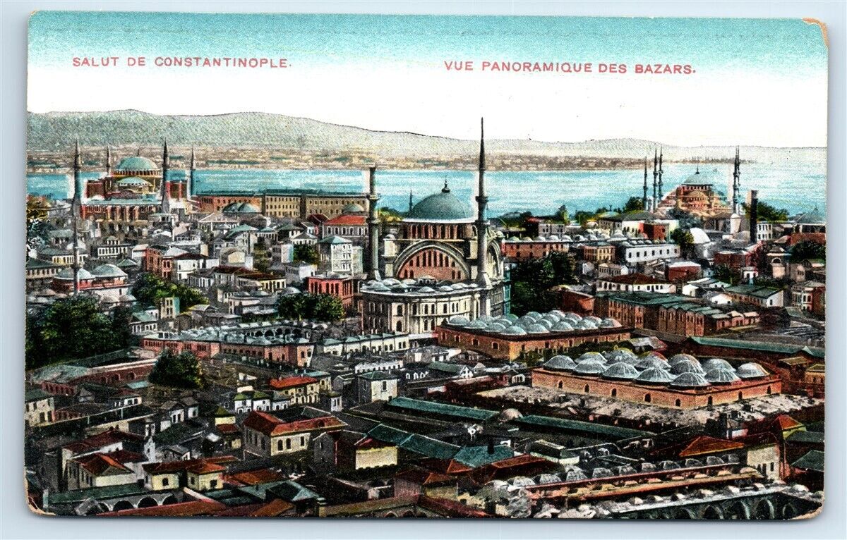Postcard Salut de Constantinople Vie Panoramique des Bazars F198