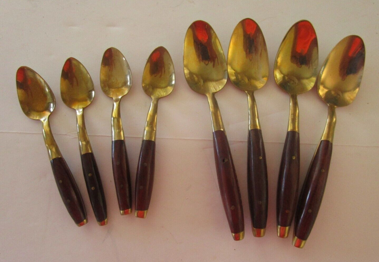 8 Spoons Brass Bronze color Flatware Siam - 4 Demitasse, 4 Dinner