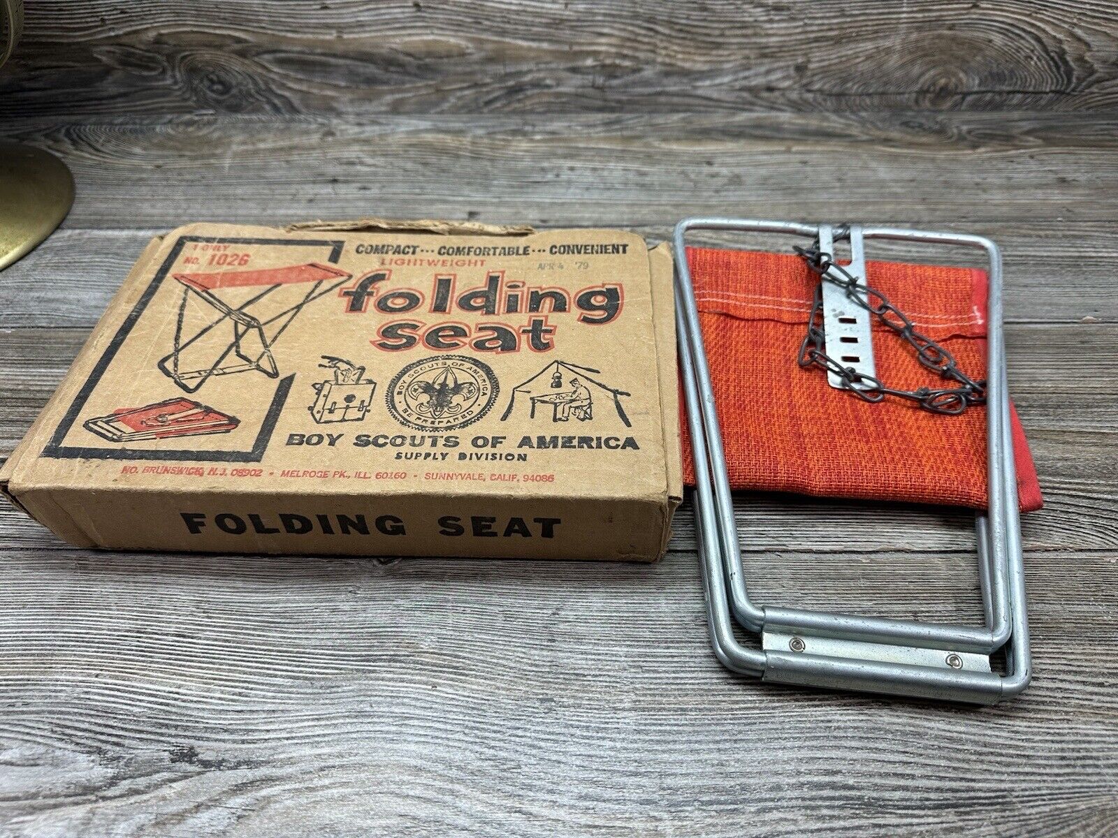 Vintage 70\'s Boy Scouts of America Folding Seat with Original Box No 1026