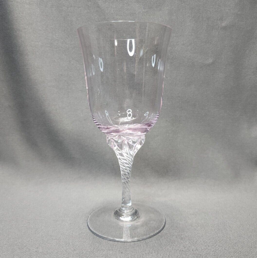 Vintage Sasaki Hawthorne Coral Pink Crystal Water Goblet Wine Glass (Single)