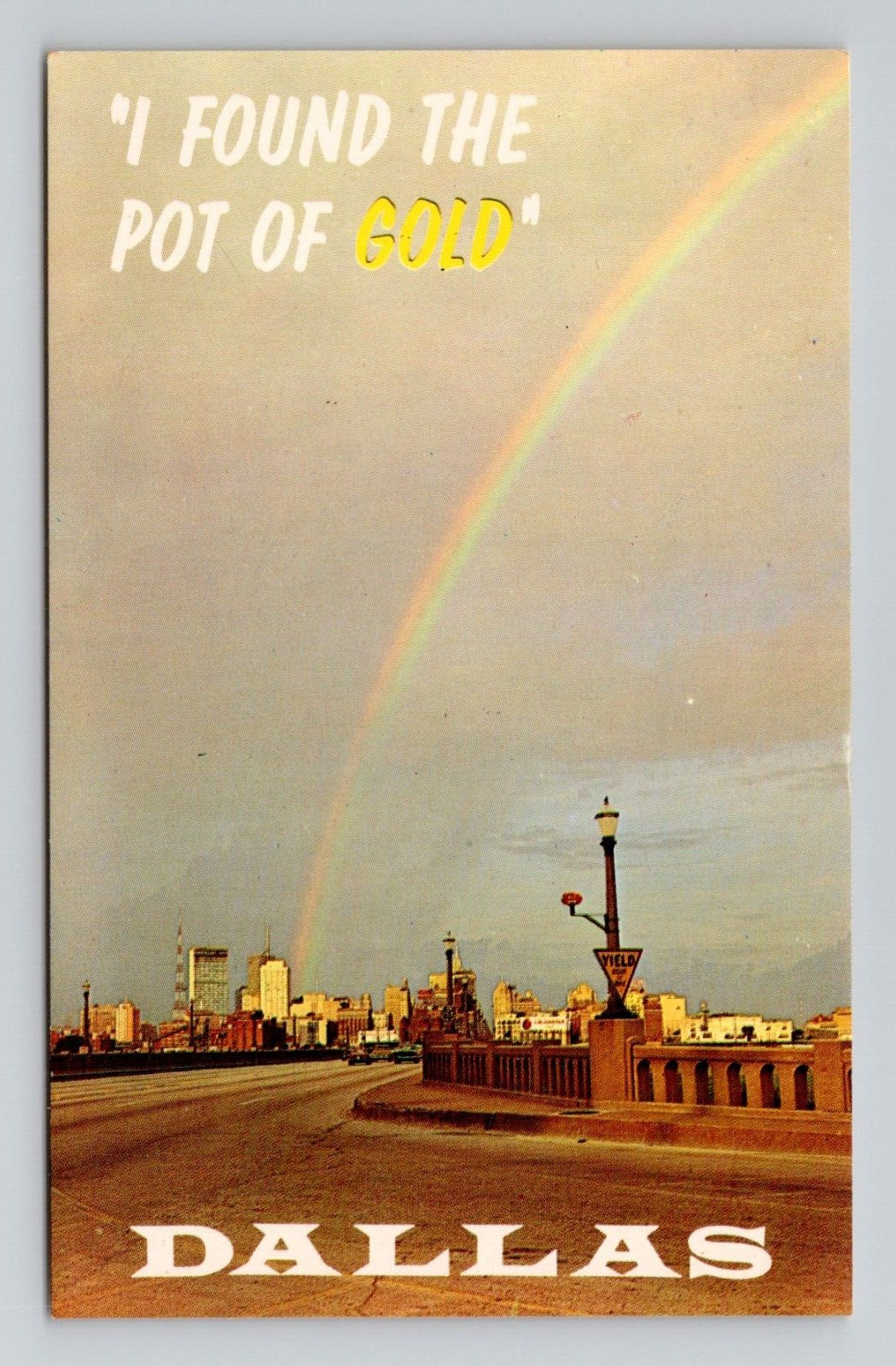 Postcard Pot of Gold Rainbow Dallas Texas TX, Vintage Chrome D17
