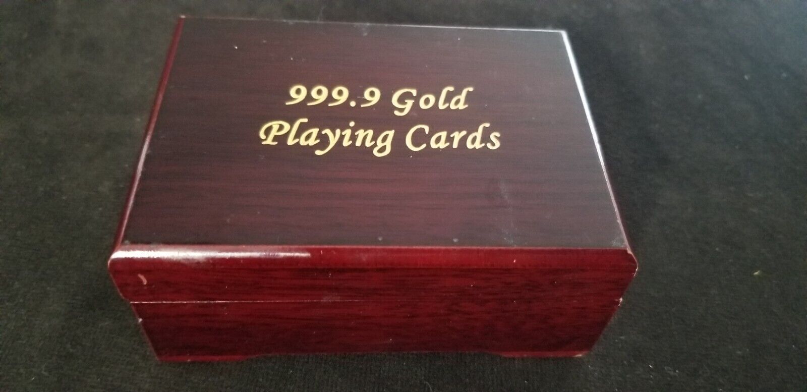 999.9 GOLD FOIL PLAYING CARDS COMPLETE IN PORTABLE WOOD BOX