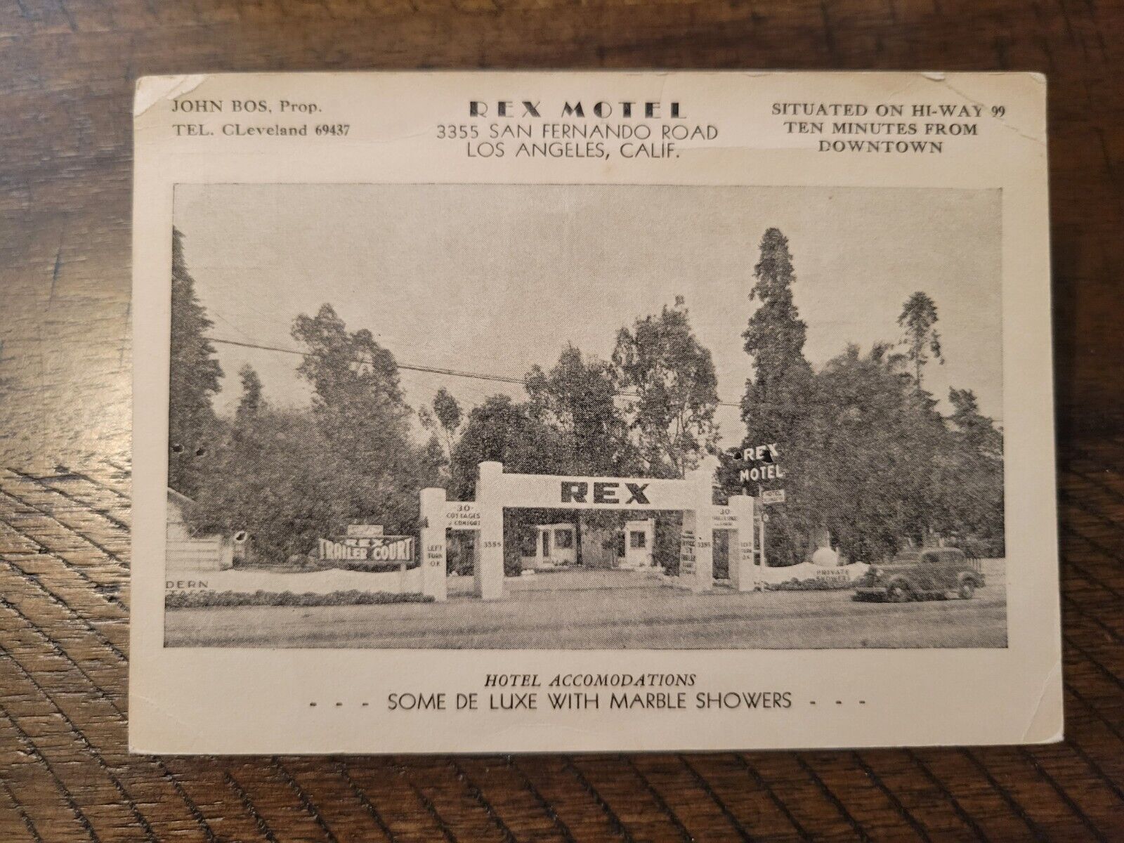 Postcard CA California Los Angeles Rex Motel Roadside
