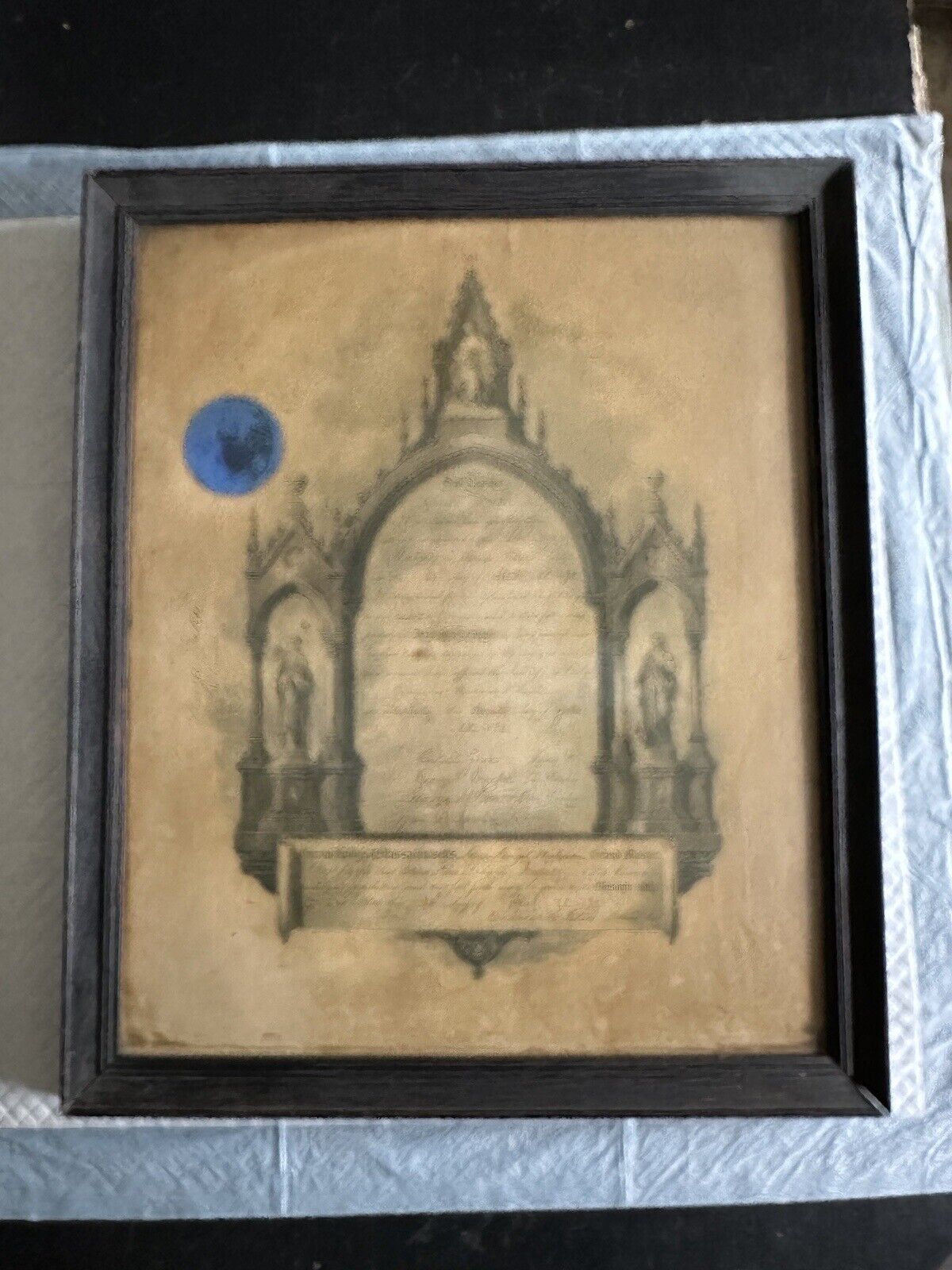 Antique 1873 Freemason Masonic Document Third Degree Certificate Original Frame