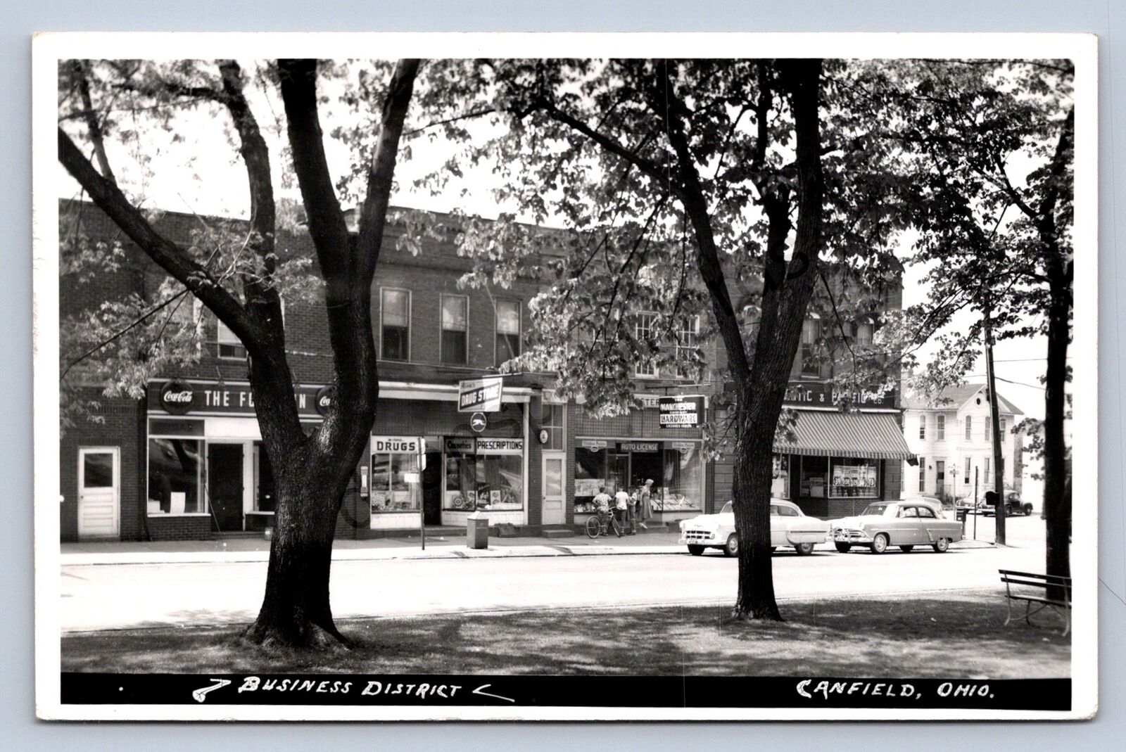 J87/ Canfield Ohio RPPC Postcard c1950s Mahoning Business District 1477