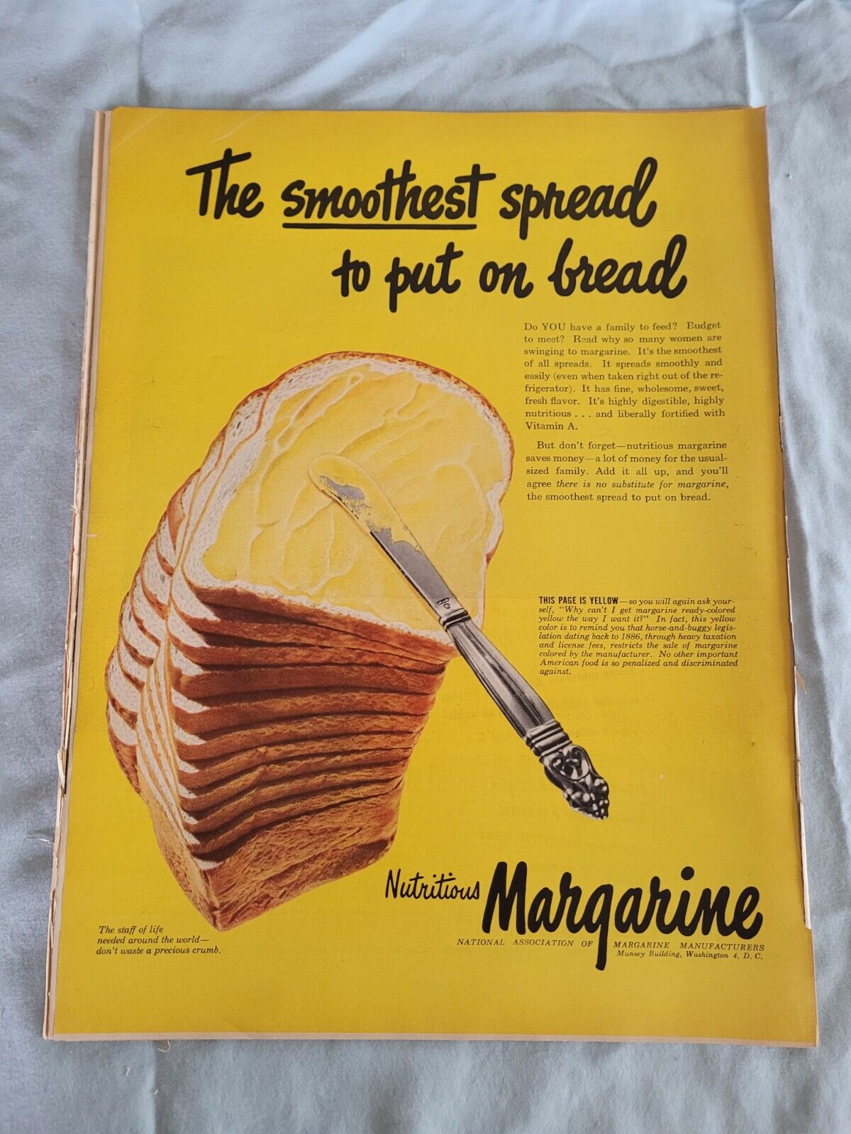 VTG 1948 Orig Magazine Ad The Smoothest Spread On Bread Nutritious Margarine A