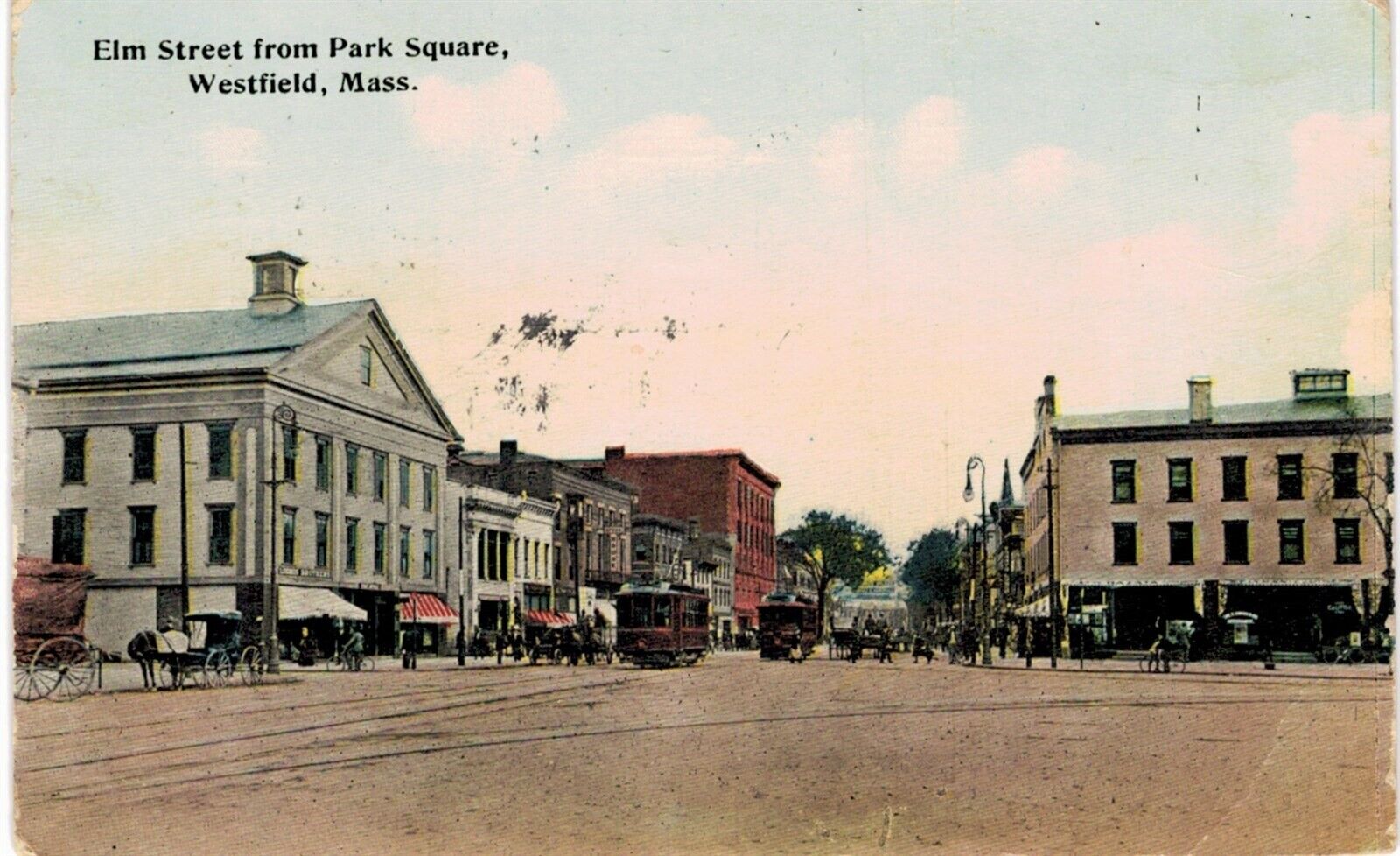 Westfield Elm Street From Park Square 1910 MA 