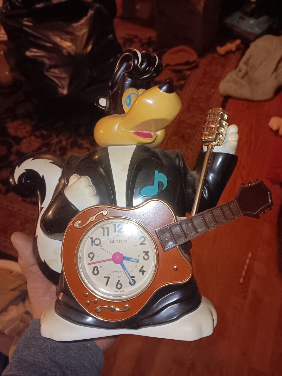 Vintage *RYTHM* Rock'n'roll ~Skunk~quartz Alarm Clock Works&looks Super**