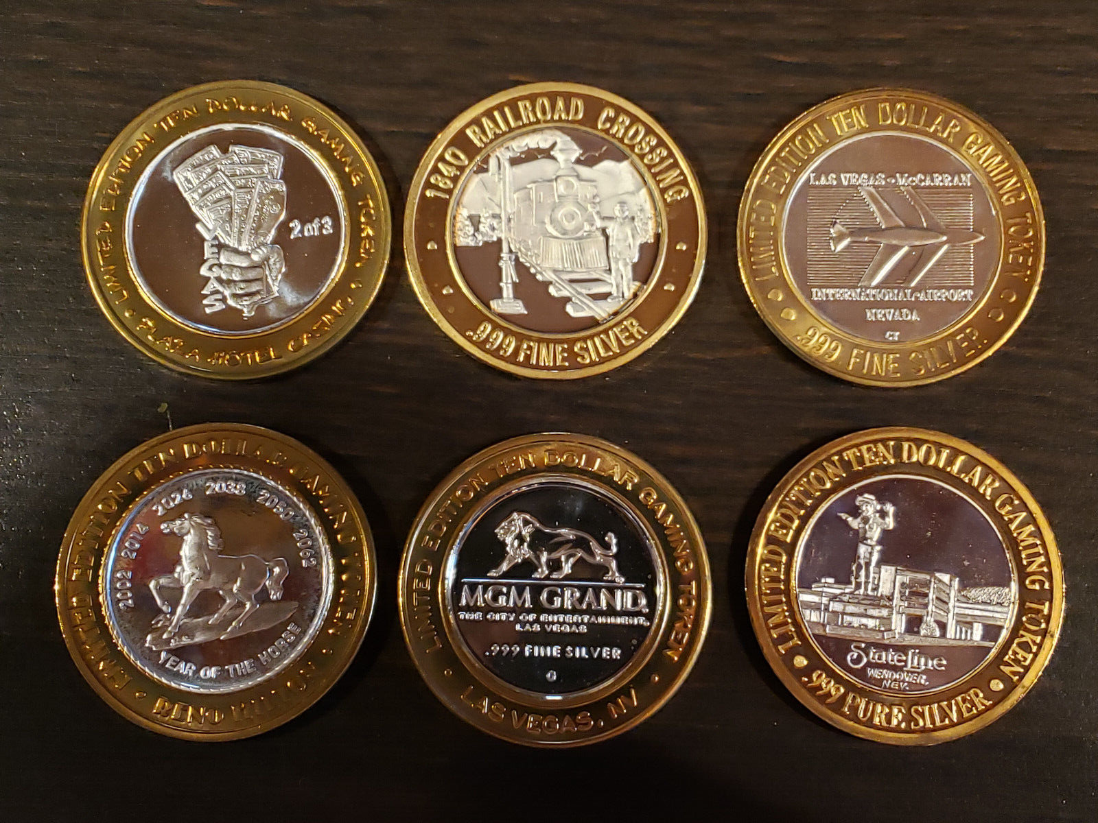 999 Fine Silver 10 Dollar Gaming Tokens