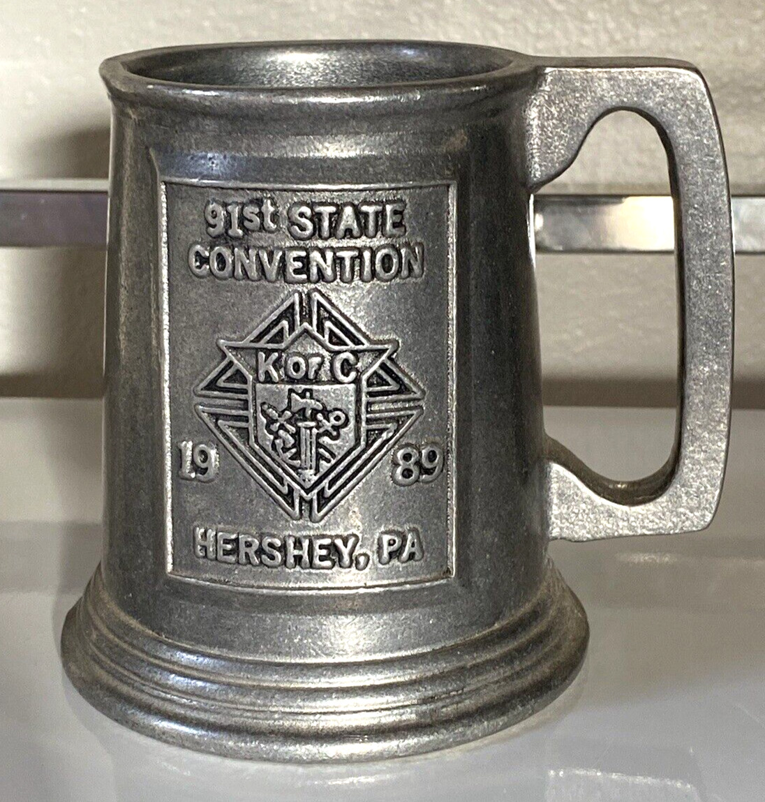 VTG Pewter Mug Knights of Columbus 1989-Hershey, PA 91st State Convention