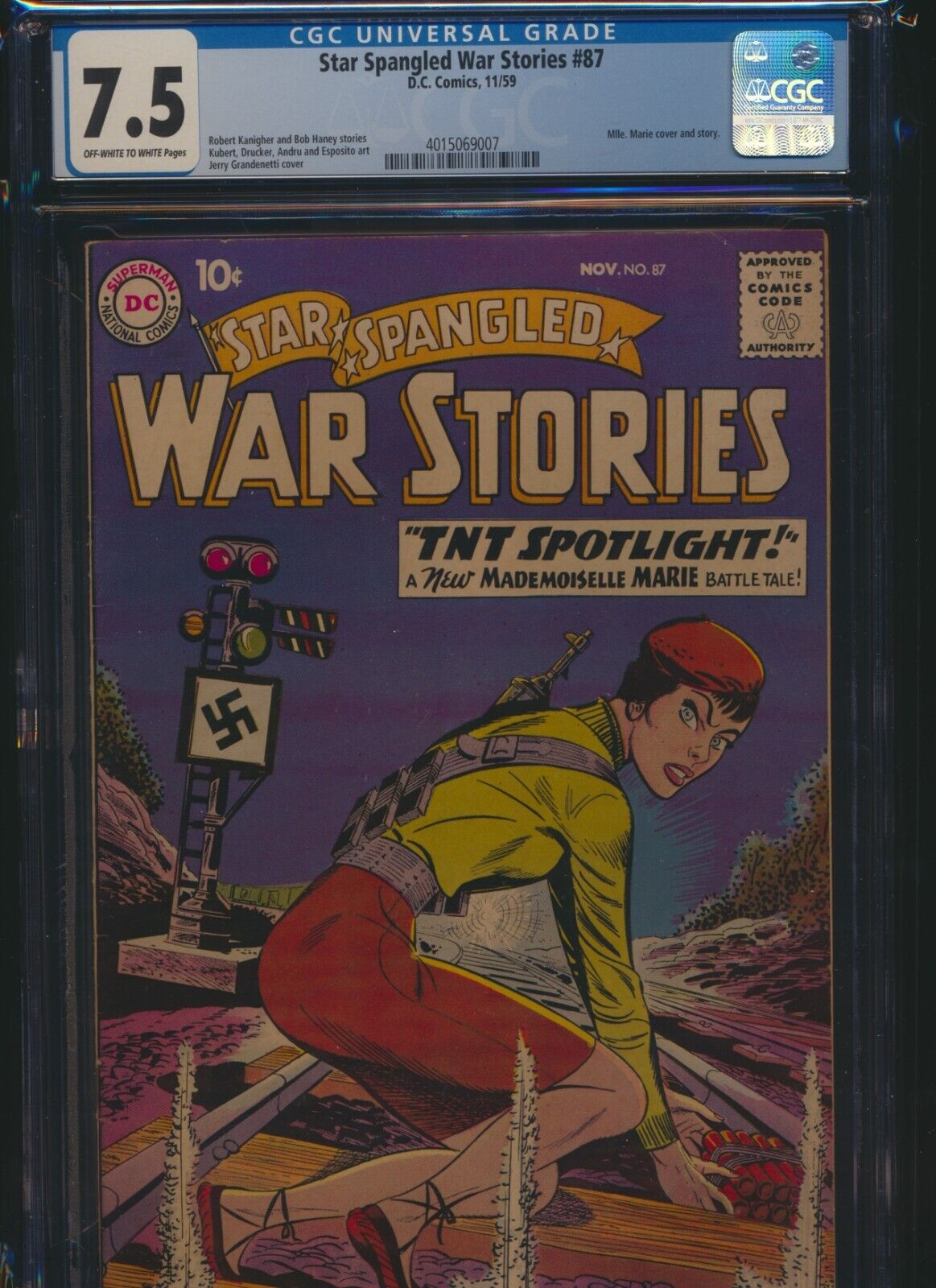 Star Spangled War Stories 87 DC 1959 CGC 7.5 ow/w pgs Mademoiselle Marie HTF