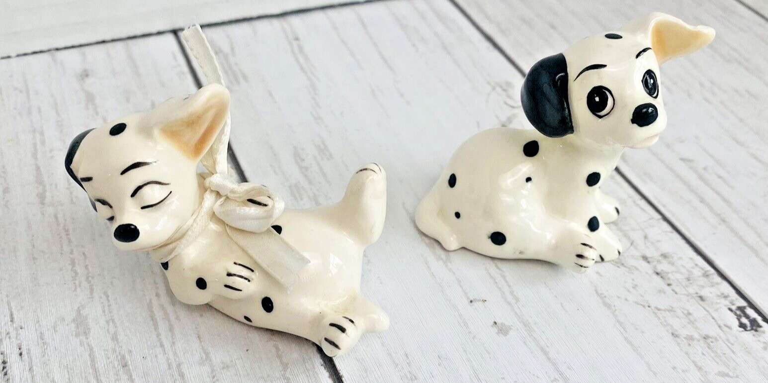 Walt Disney Dogs Vintage 101 Dalmatians Ceramic Figurines Set of Two