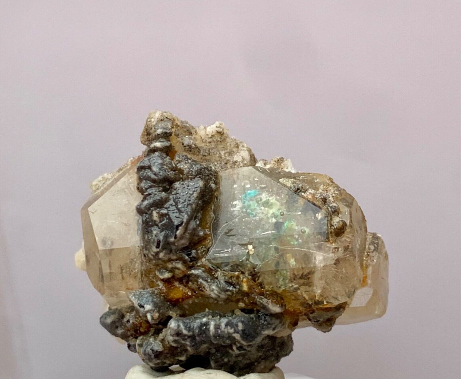 139 Carat Topaz Crystal Combine With Matrix & Rainbow inclusion Natural Specimen