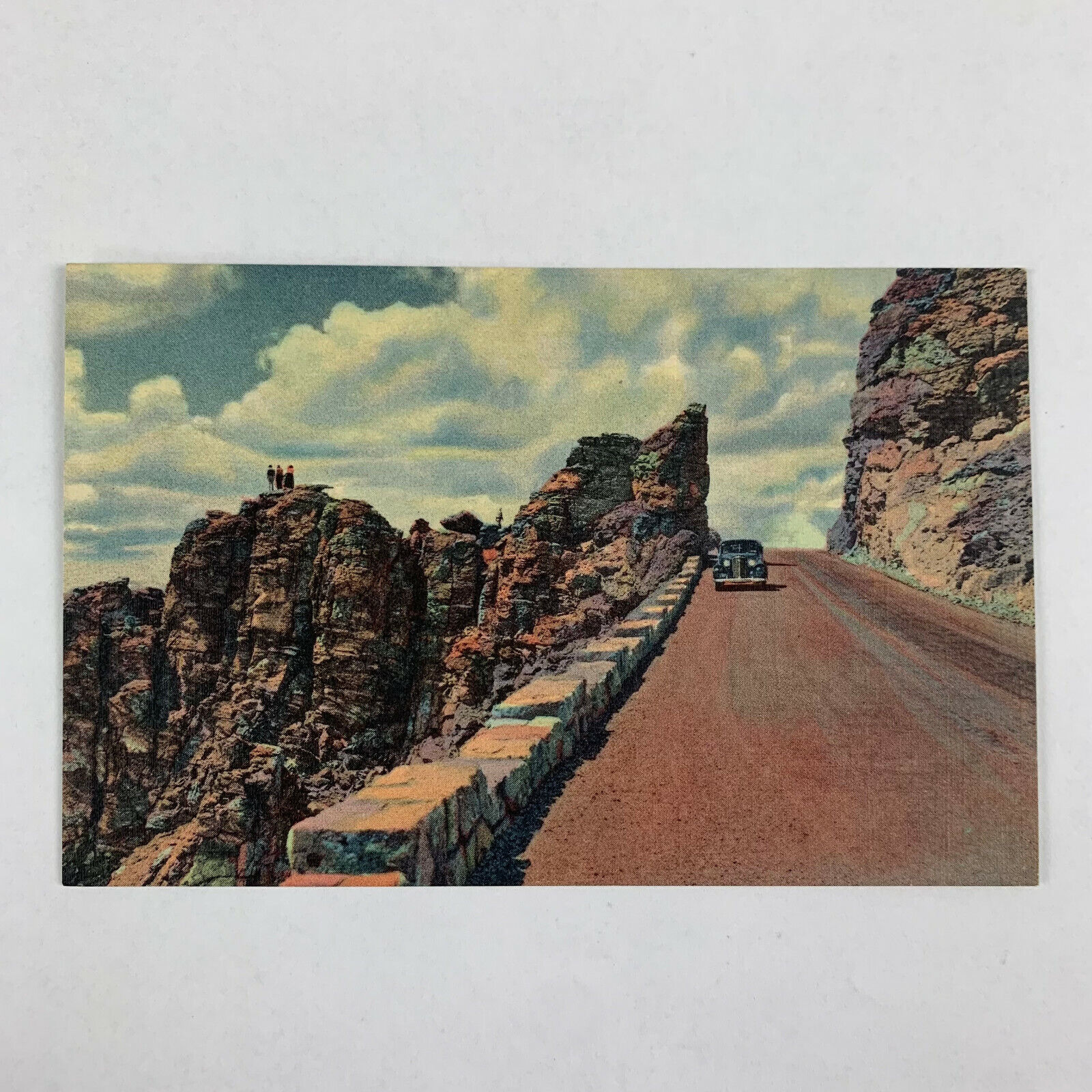Postcard Colorado Rocky Mountain CO Trail Ridge Auto Car 1940s Linen Unposted