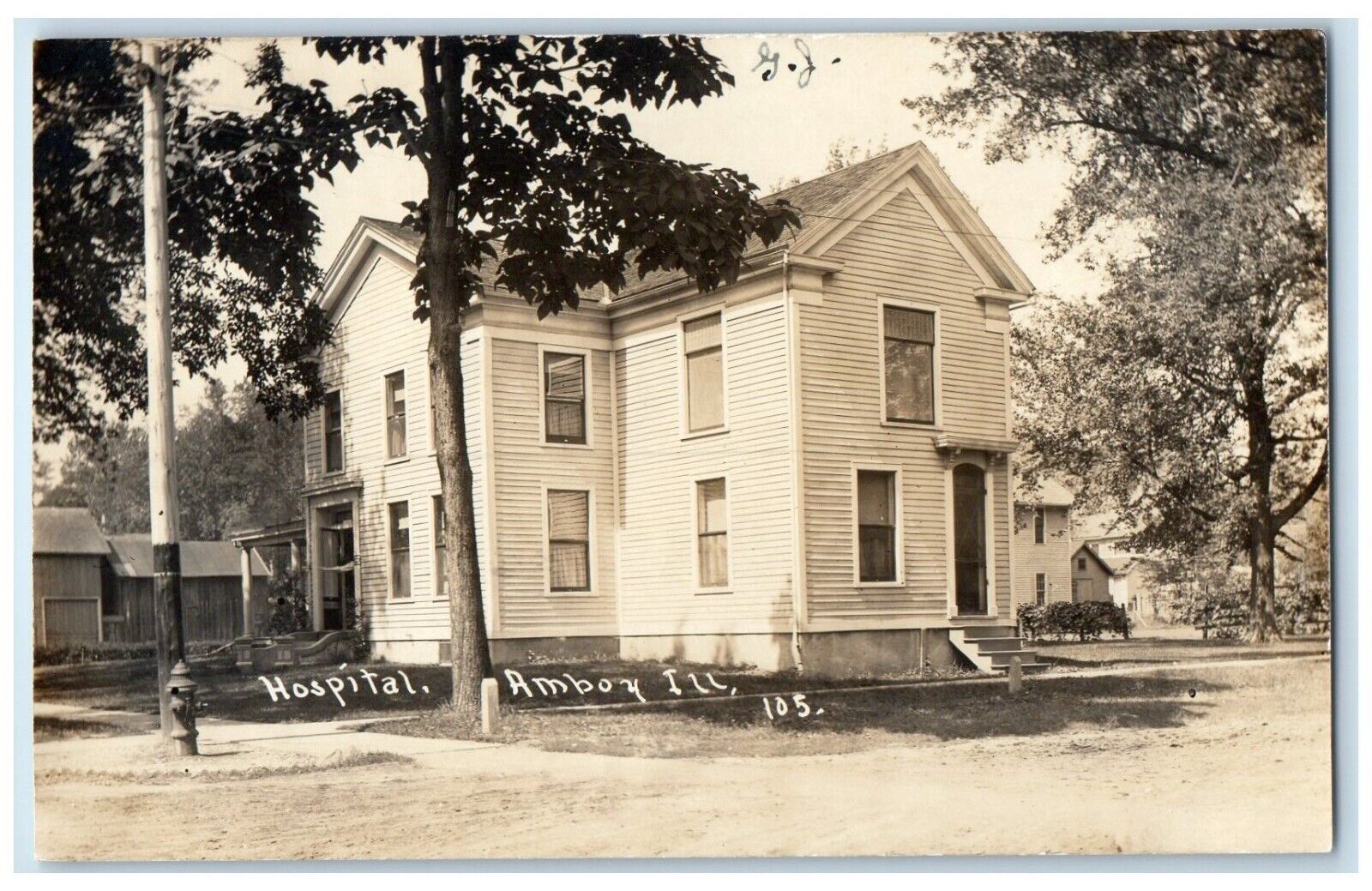 c1910's Hospital Building Dirt Road Amboy Illinois IL RPPC Photo Posted Postcard