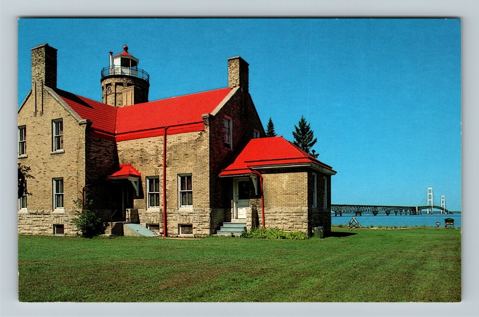 Mackinaw City MI-Michigan, Lighthouse, Maritime Museum Vintage Souvenir Postcard